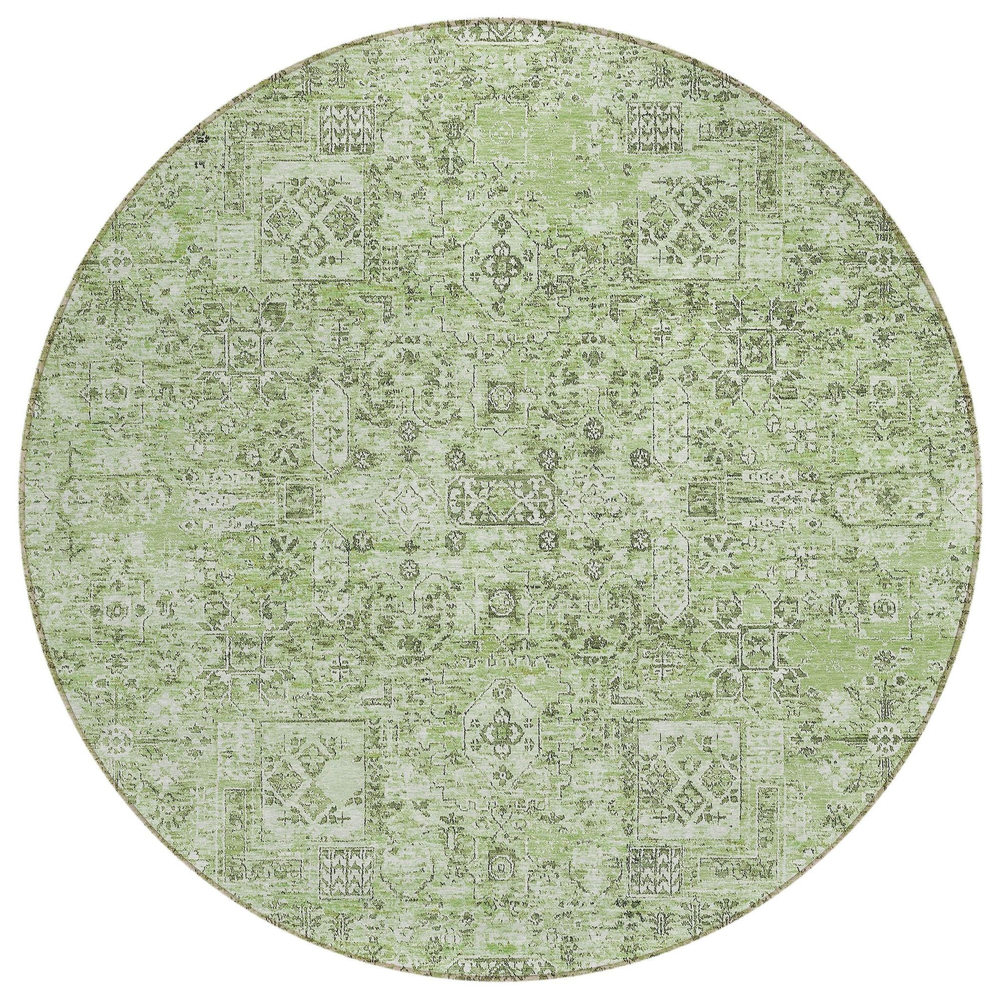 Machine Washable Green Rug - Indoor / Outdoor - Kids / Pet Friendly Panel Print Rug