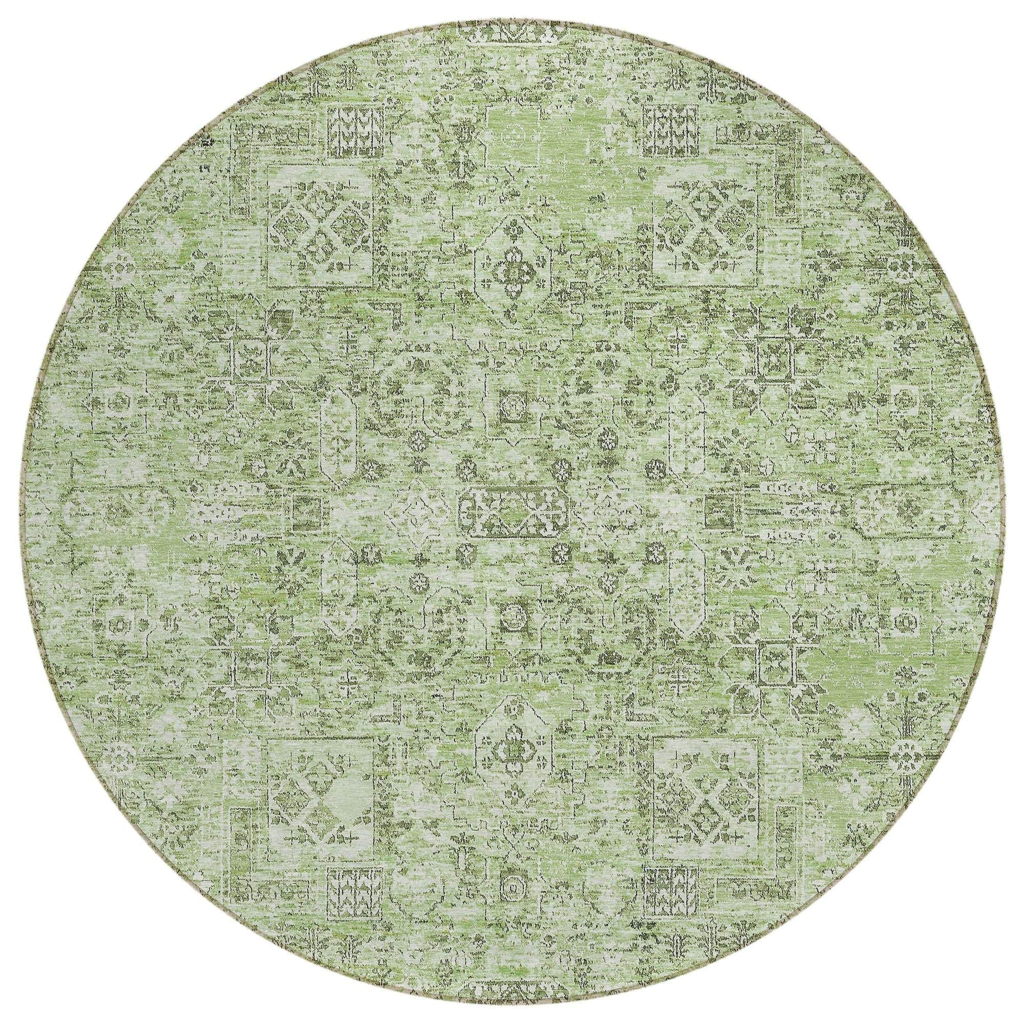 Machine Washable Green Rug - Indoor / Outdoor - Kids / Pet Friendly Panel Print Rug