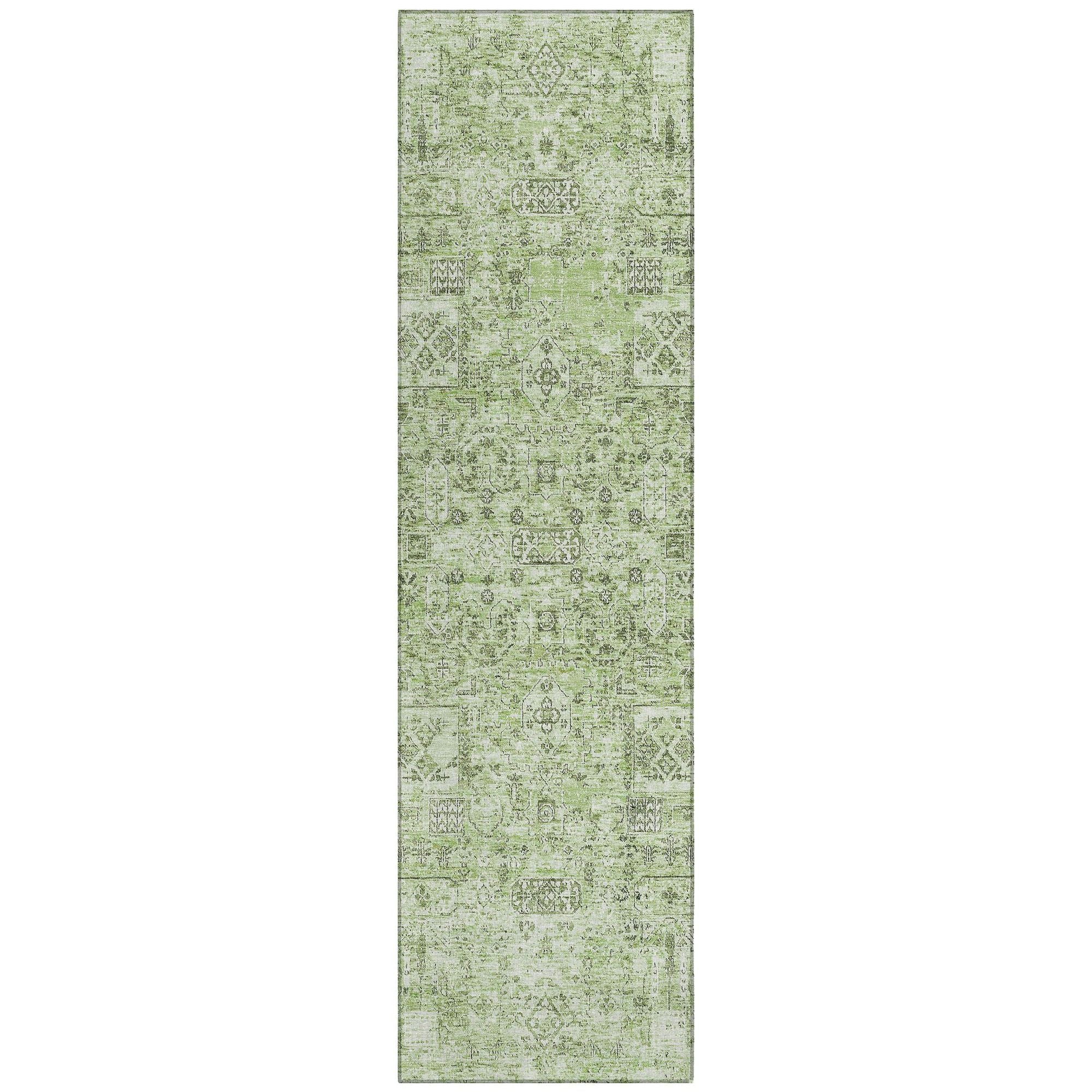 Machine Washable Green Rug - Indoor / Outdoor - Kids / Pet Friendly Panel Print Rug