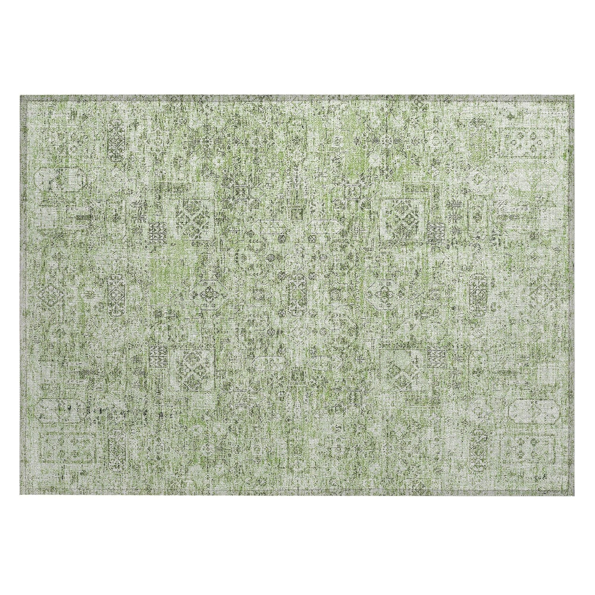 Machine Washable Green Rug - Indoor / Outdoor - Kids / Pet Friendly Panel Print Rug