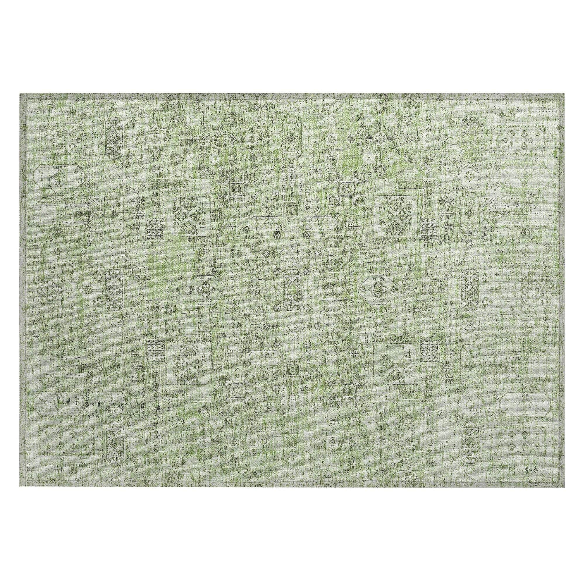 Machine Washable Green Rug - Indoor / Outdoor - Kids / Pet Friendly Panel Print Rug
