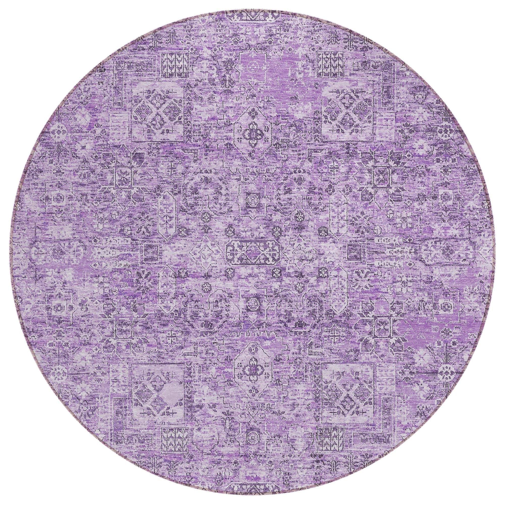 Machine Washable Lilac Purple Rug - Indoor / Outdoor - Kids / Pet Friendly Panel Print Rug