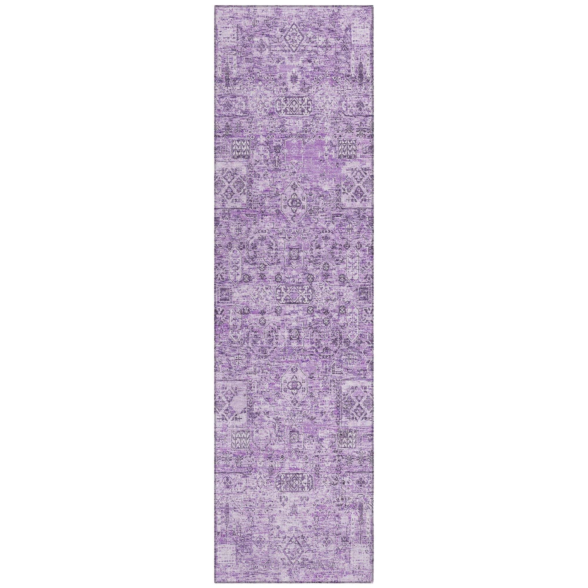 Machine Washable Lilac Purple Rug - Indoor / Outdoor - Kids / Pet Friendly Panel Print Rug