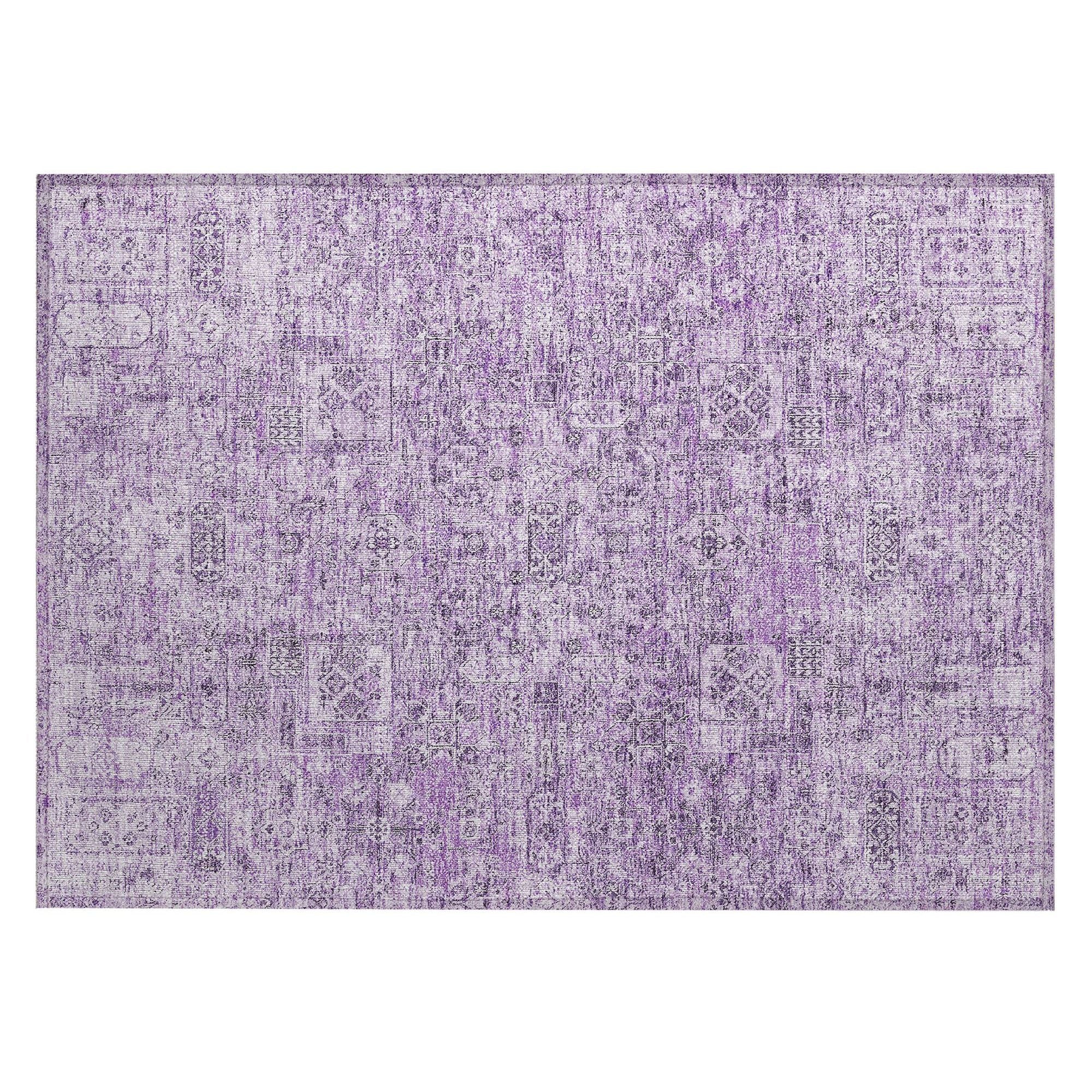 Machine Washable Lilac Purple Rug - Indoor / Outdoor - Kids / Pet Friendly Panel Print Rug
