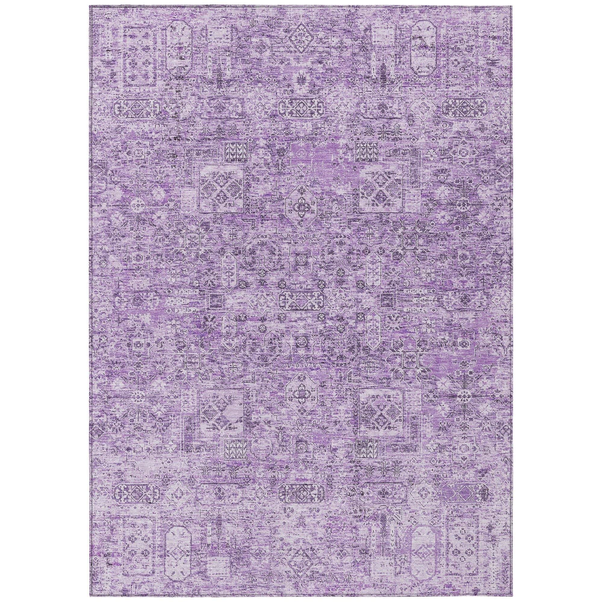Machine Washable Lilac Purple Rug - Indoor / Outdoor - Kids / Pet Friendly Panel Print Rug