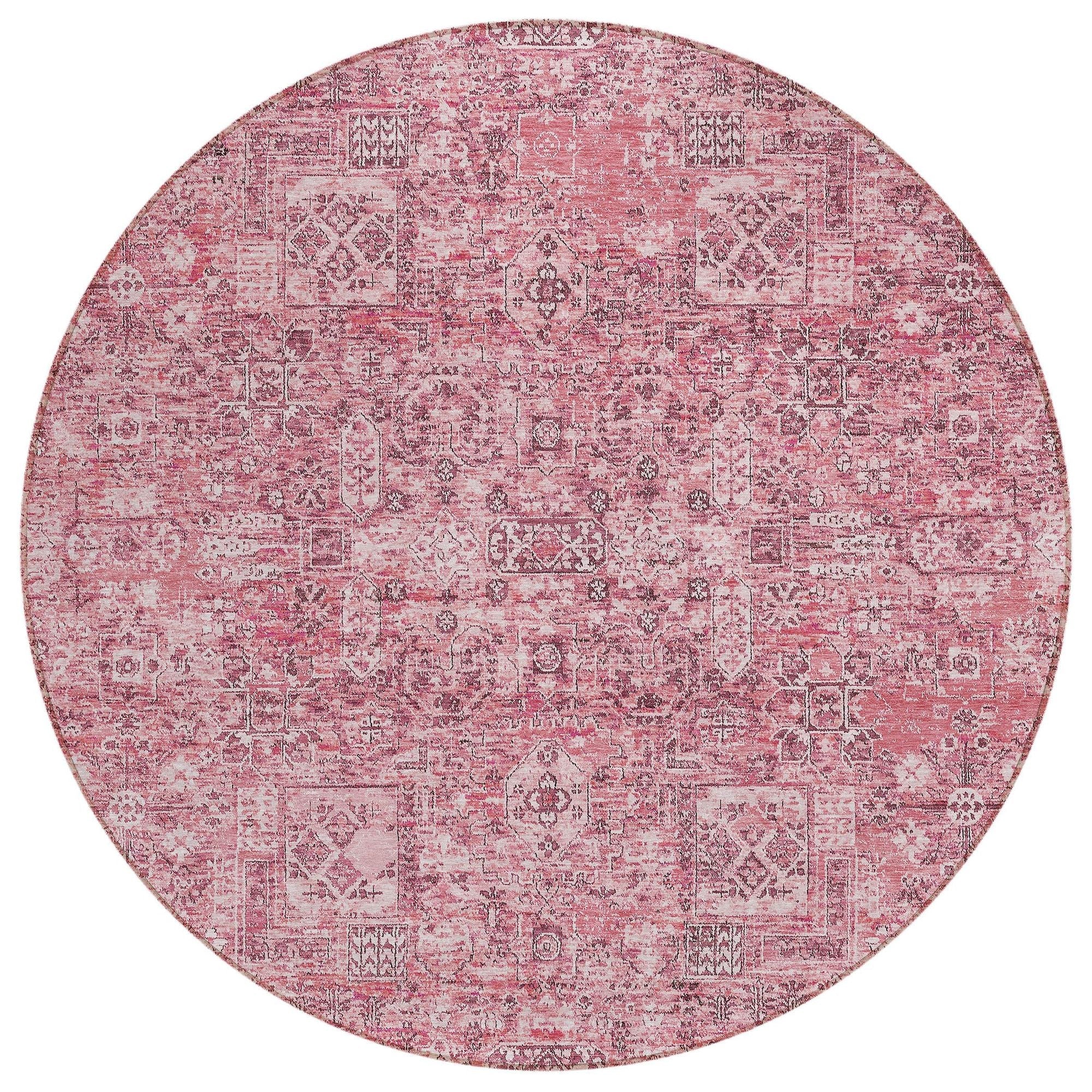 Machine Washable Pink Rug - Indoor / Outdoor - Kids / Pet Friendly Panel Print Rug