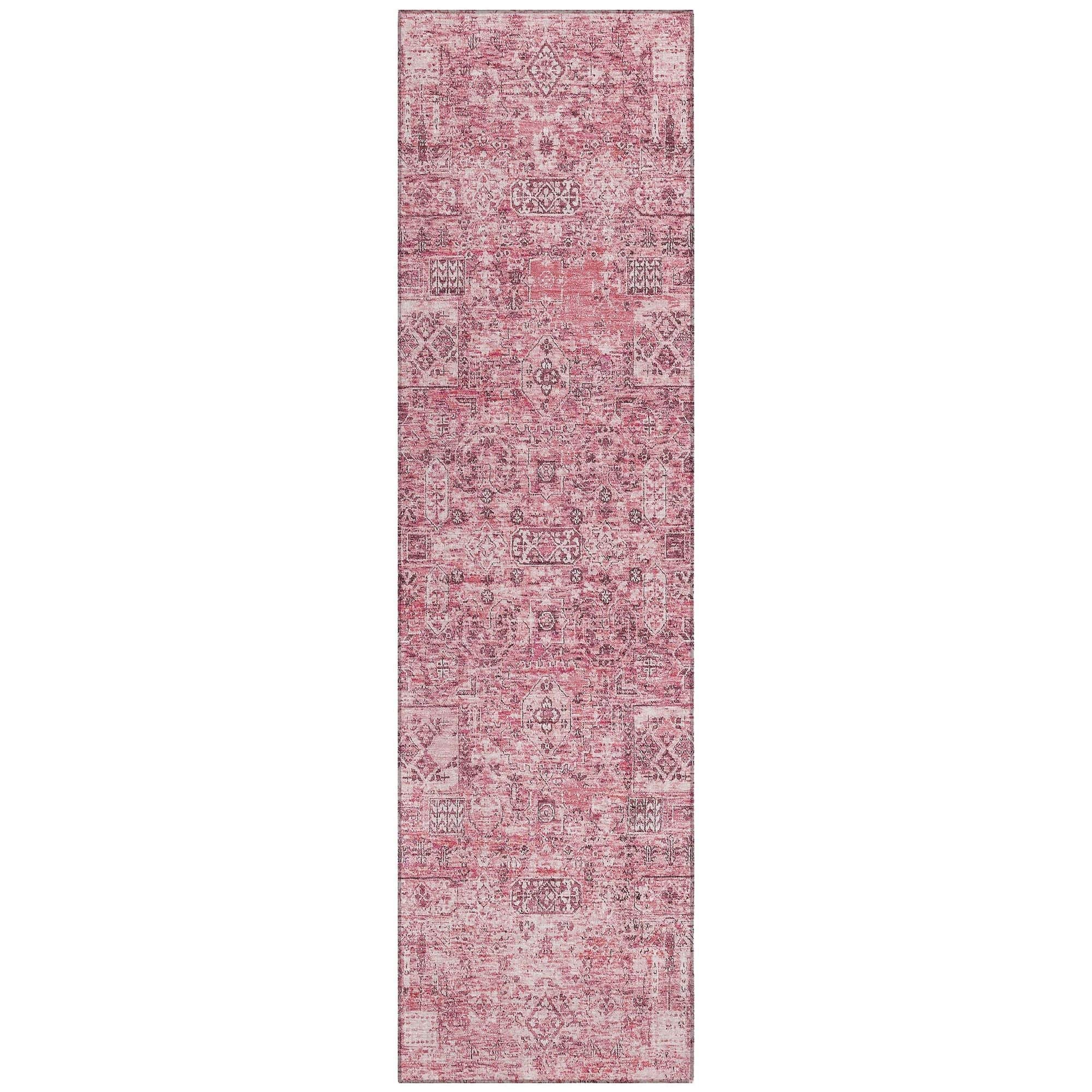 Machine Washable Pink Rug - Indoor / Outdoor - Kids / Pet Friendly Panel Print Rug