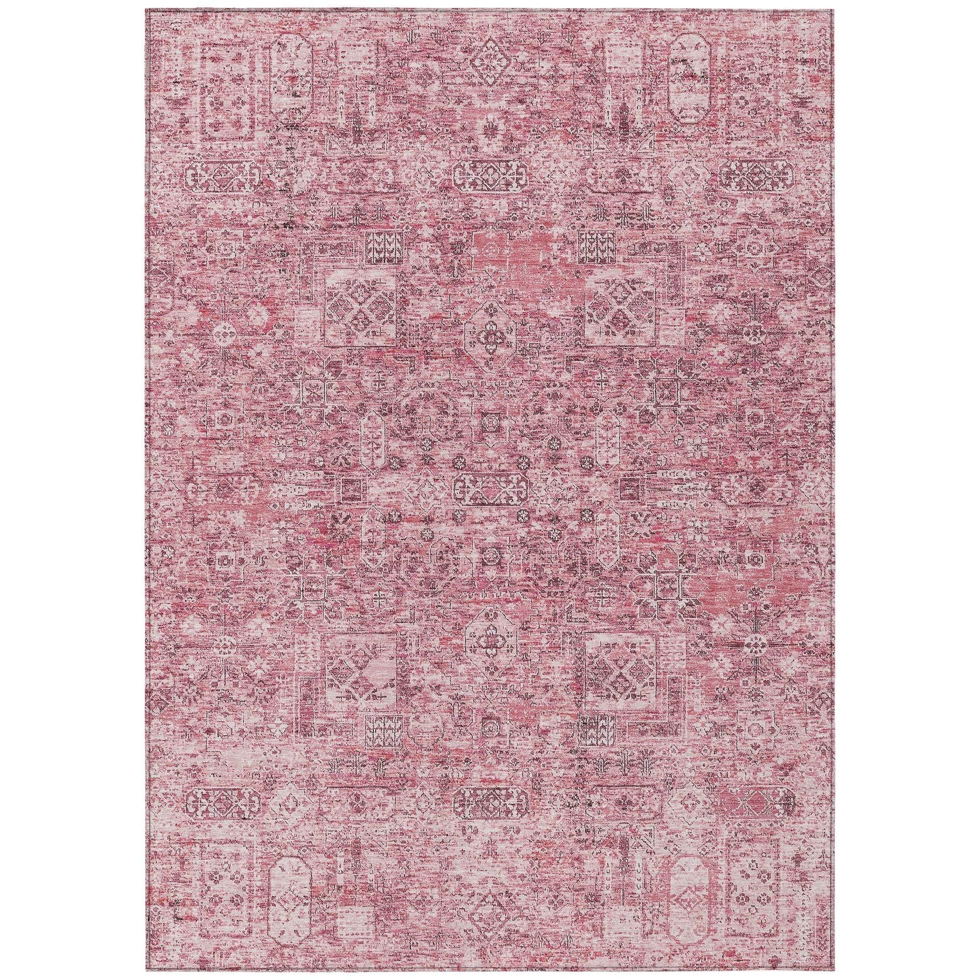 Machine Washable Pink Rug - Indoor / Outdoor - Kids / Pet Friendly Panel Print Rug