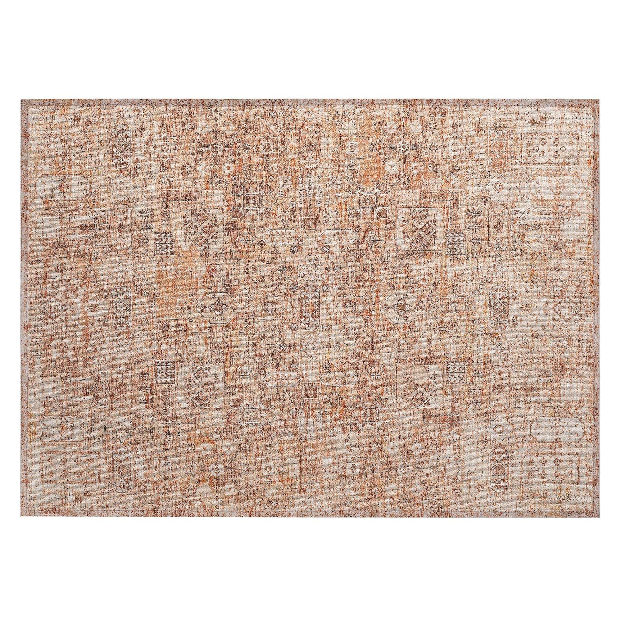 Machine Washable Salmon Orange Rug - Indoor / Outdoor - Kids / Pet Friendly Panel Print Rug