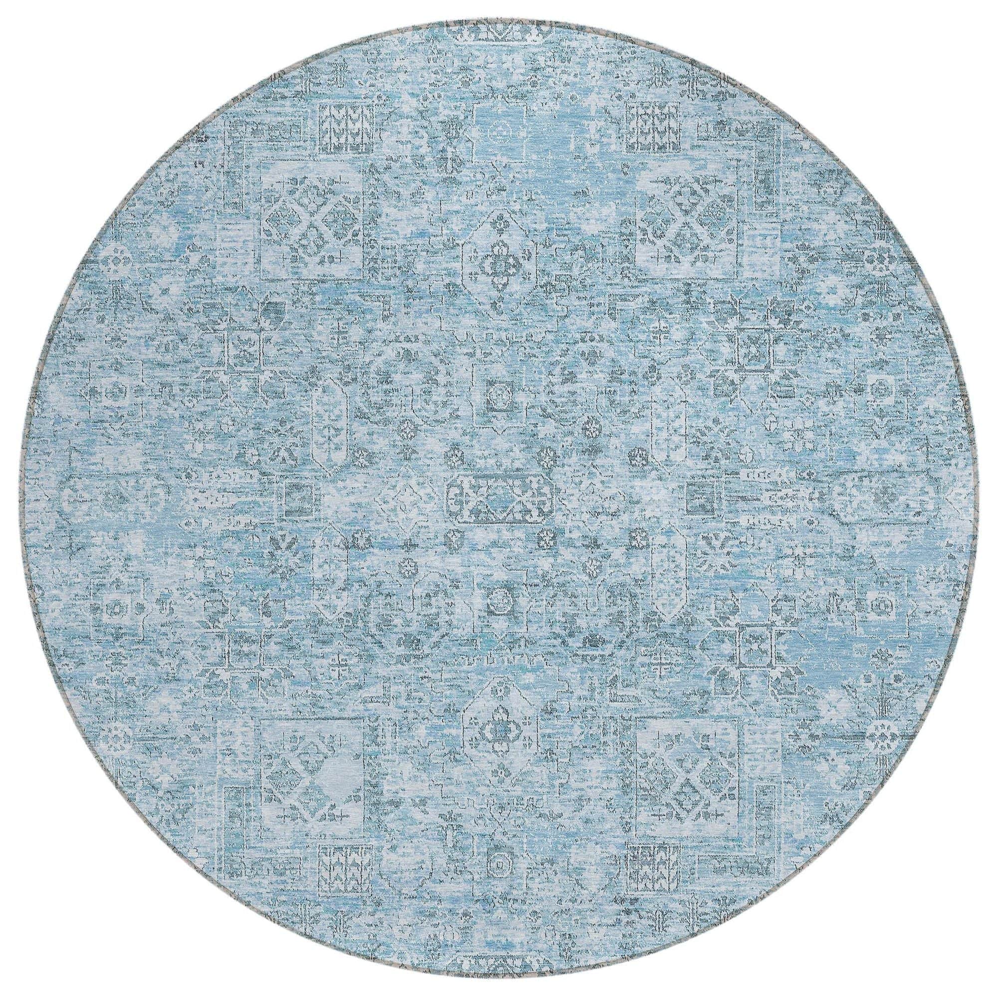 Machine Washable Sky Blue Rug - Indoor / Outdoor - Kids / Pet Friendly Panel Print Rug