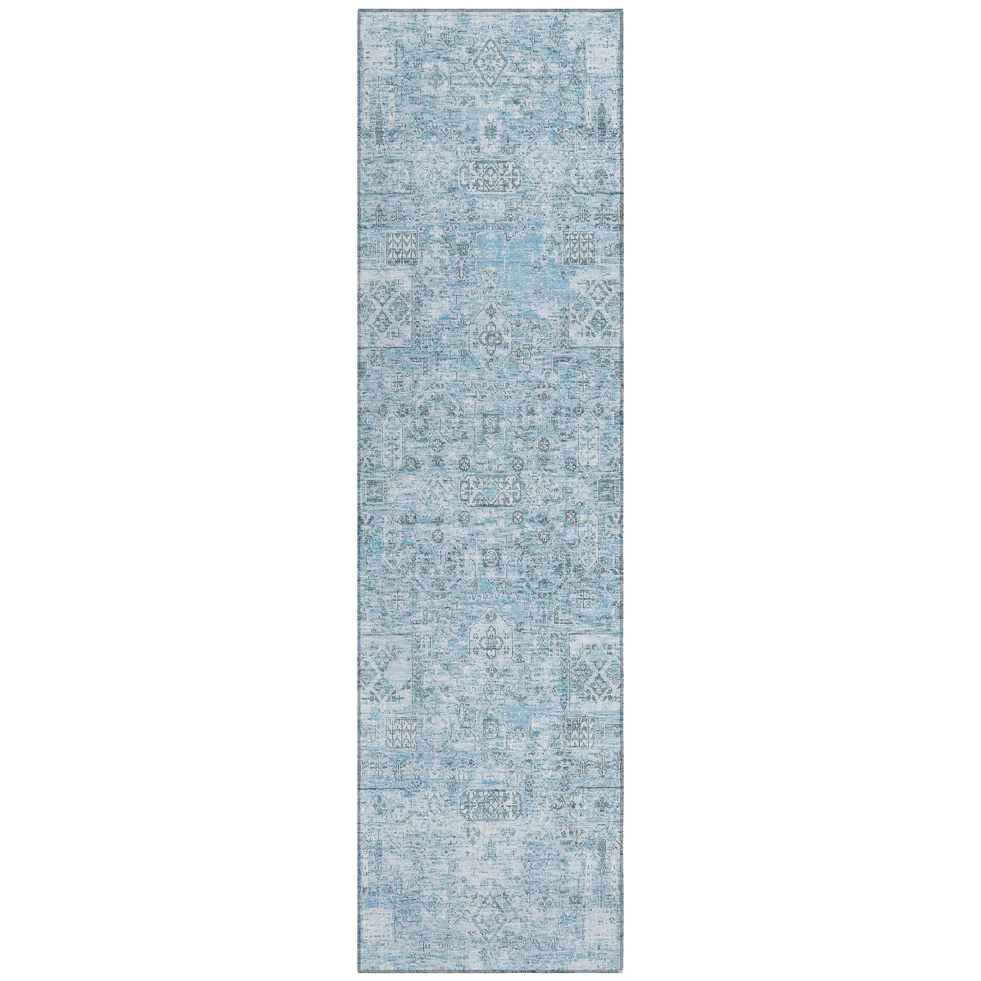Machine Washable Sky Blue Rug - Indoor / Outdoor - Kids / Pet Friendly Panel Print Rug