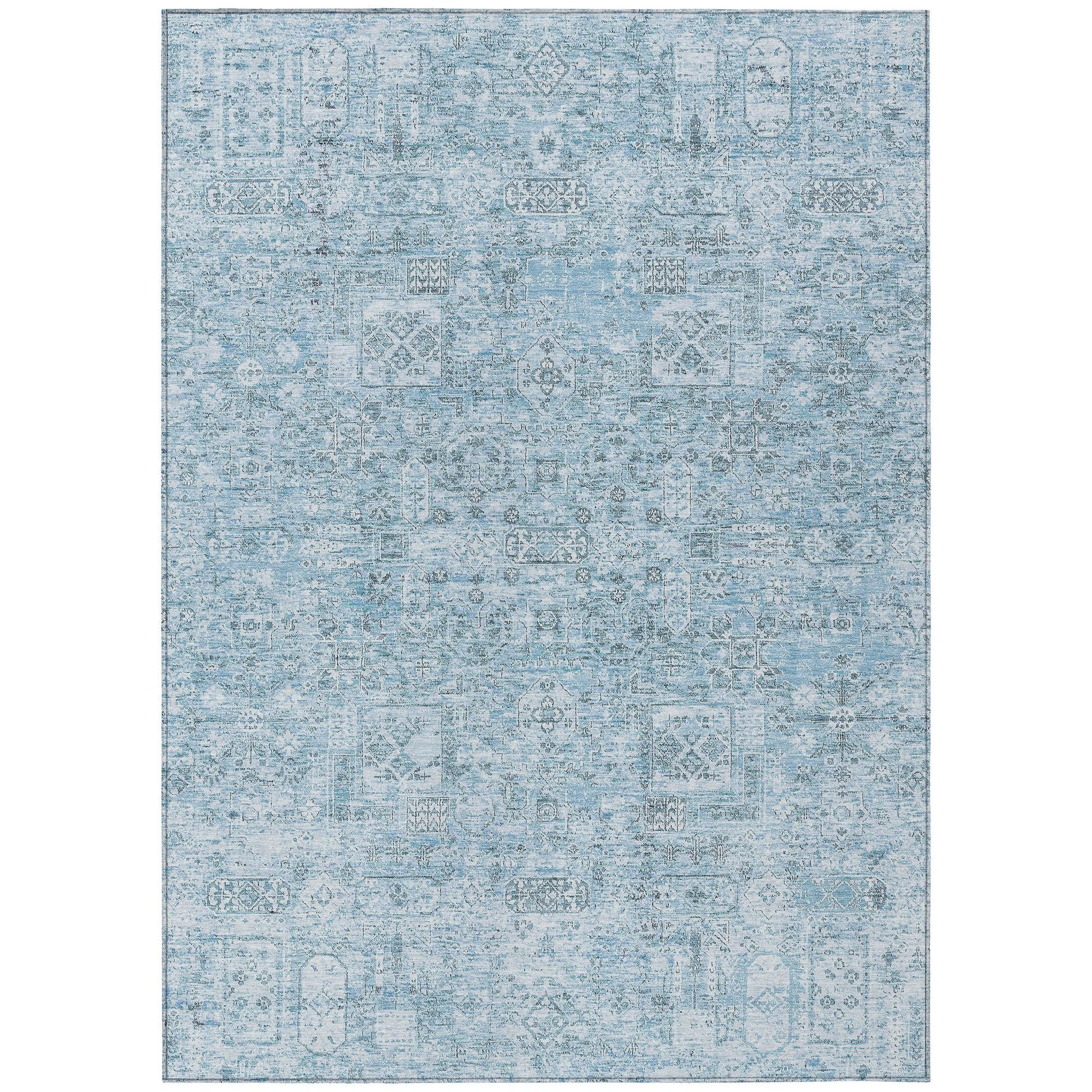 Machine Washable Sky Blue Rug - Indoor / Outdoor - Kids / Pet Friendly Panel Print Rug