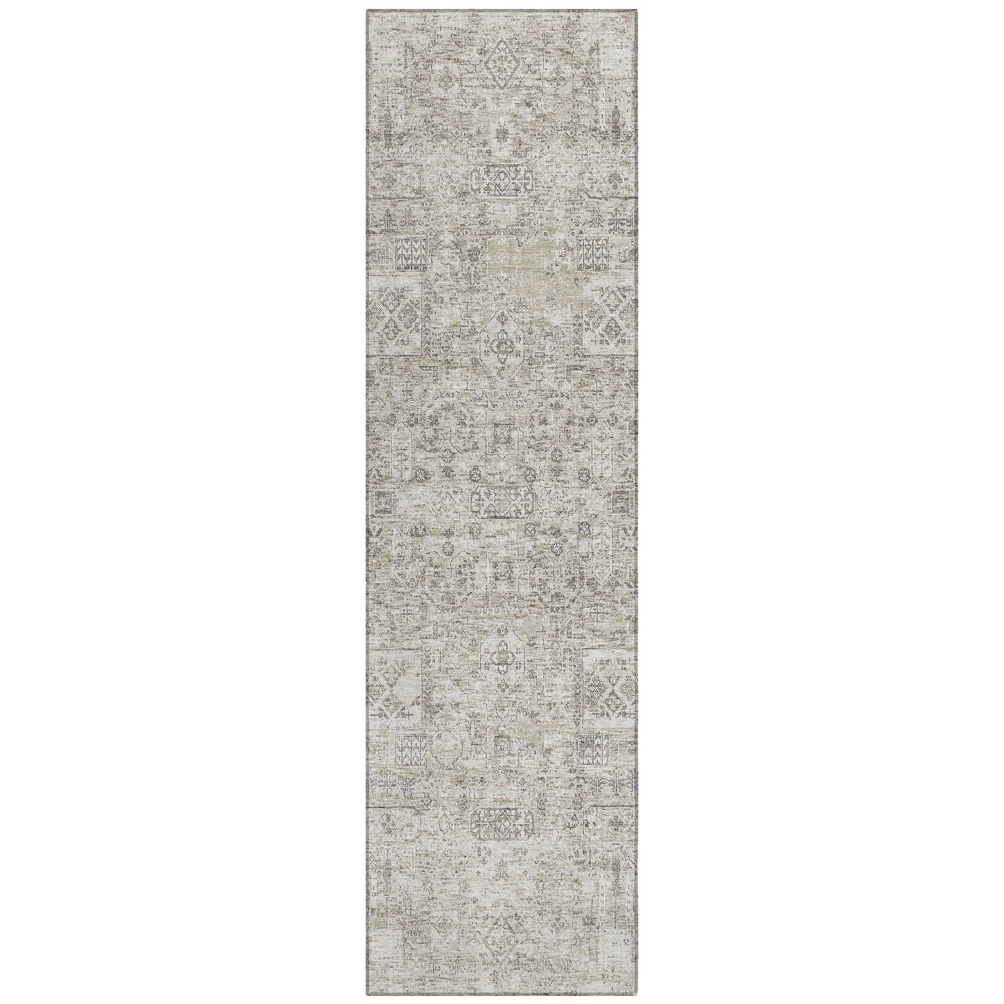 Machine Washable Taupe Brown Rug - Indoor / Outdoor - Kids / Pet Friendly Panel Print Rug