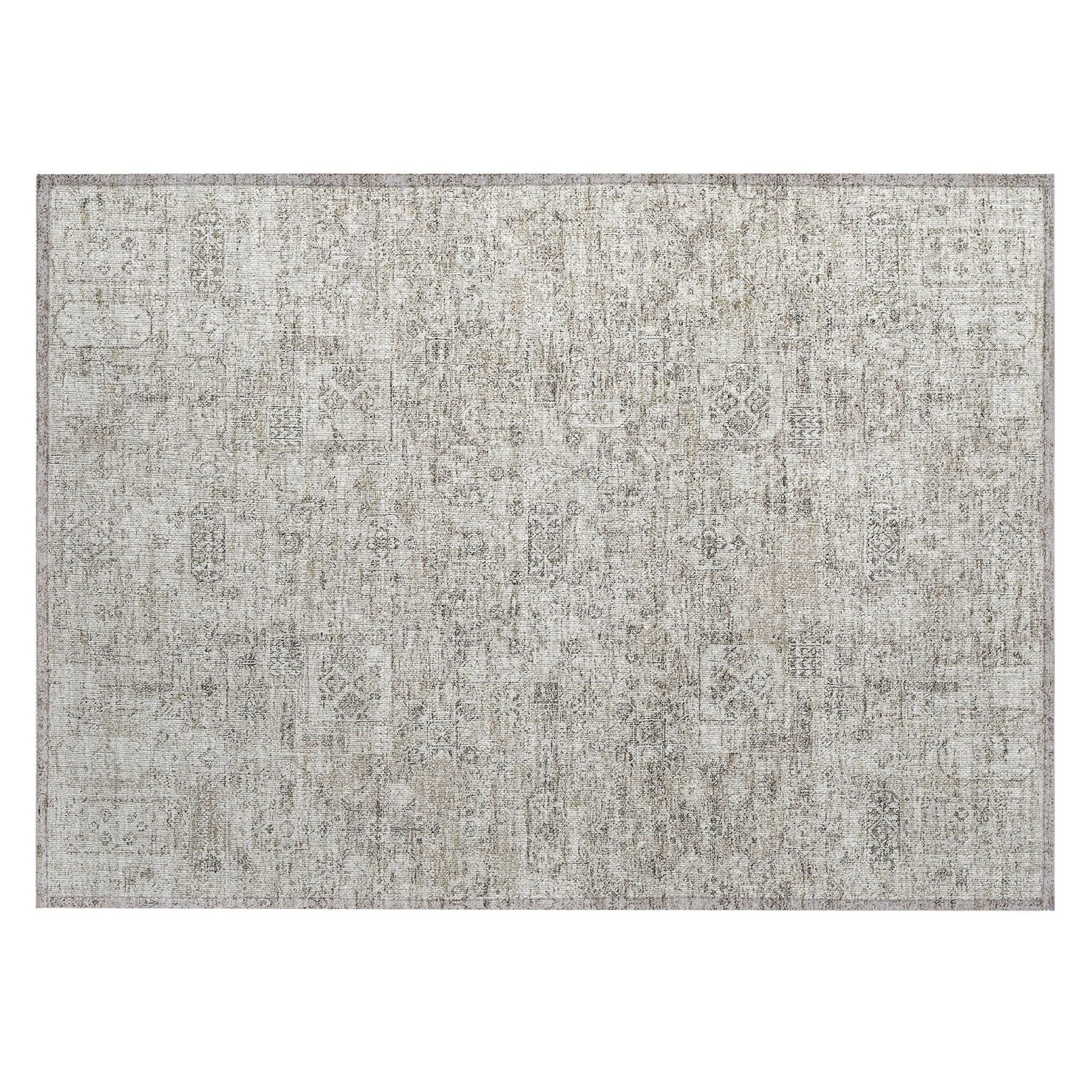 Machine Washable Taupe Brown Rug - Indoor / Outdoor - Kids / Pet Friendly Panel Print Rug