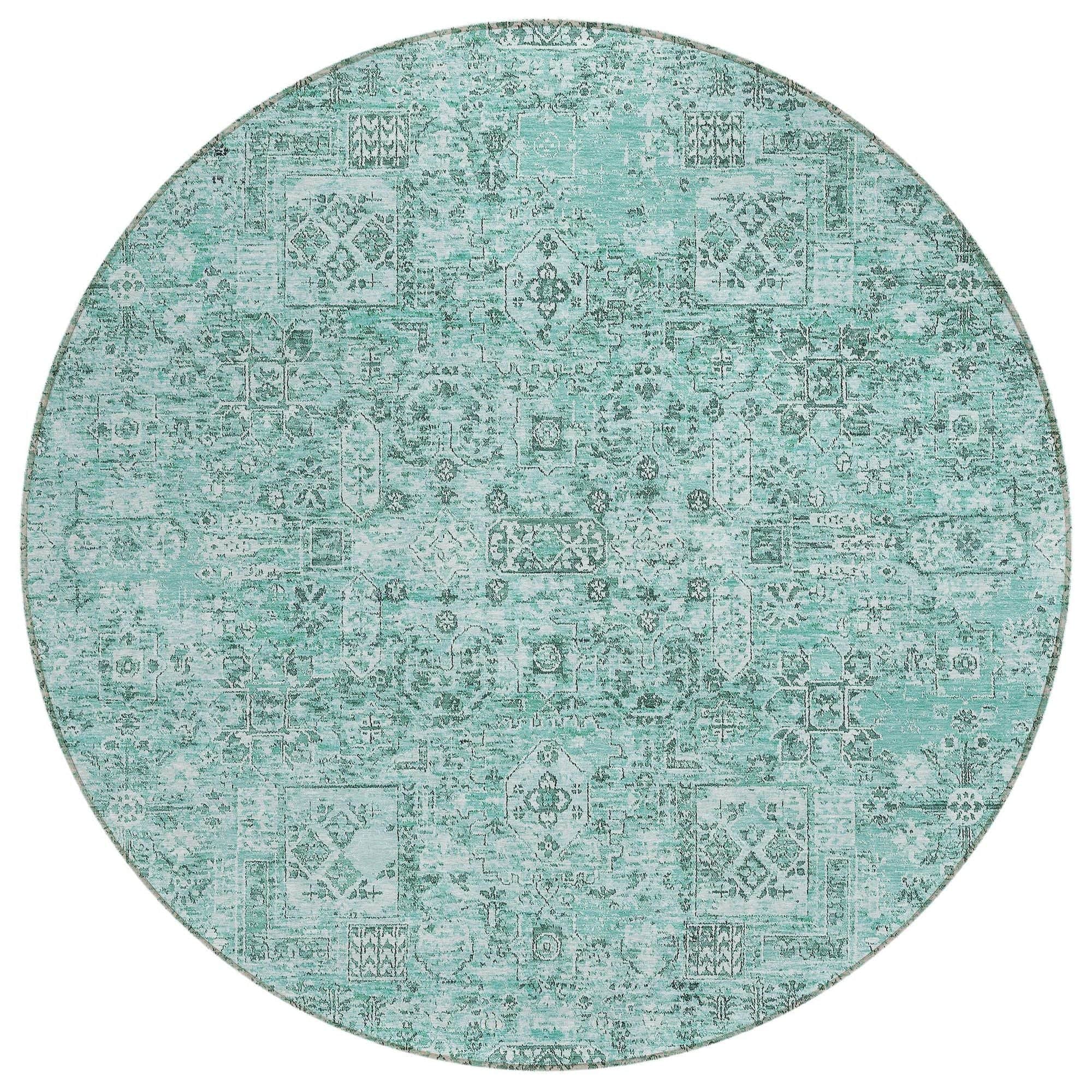 Machine Washable Teal Rug - Indoor / Outdoor - Kids / Pet Friendly Panel Print Rug