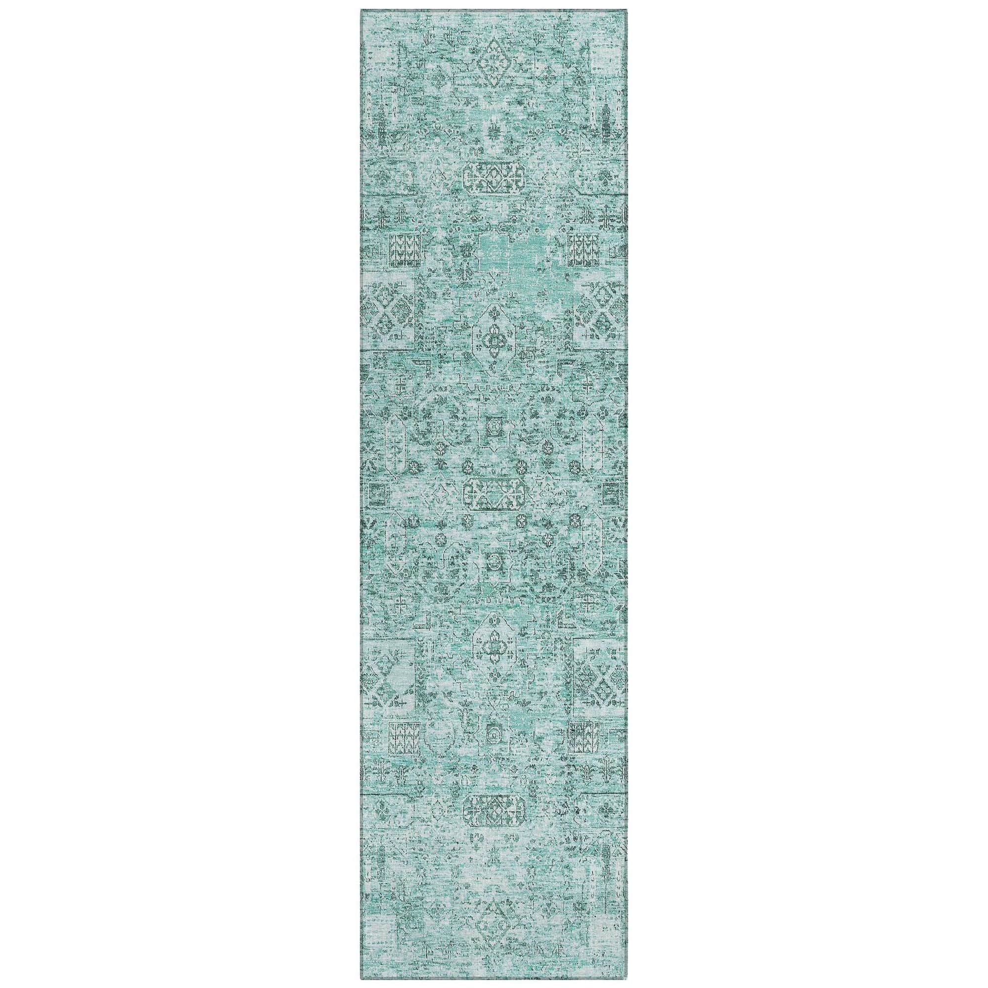 Machine Washable Teal Rug - Indoor / Outdoor - Kids / Pet Friendly Panel Print Rug
