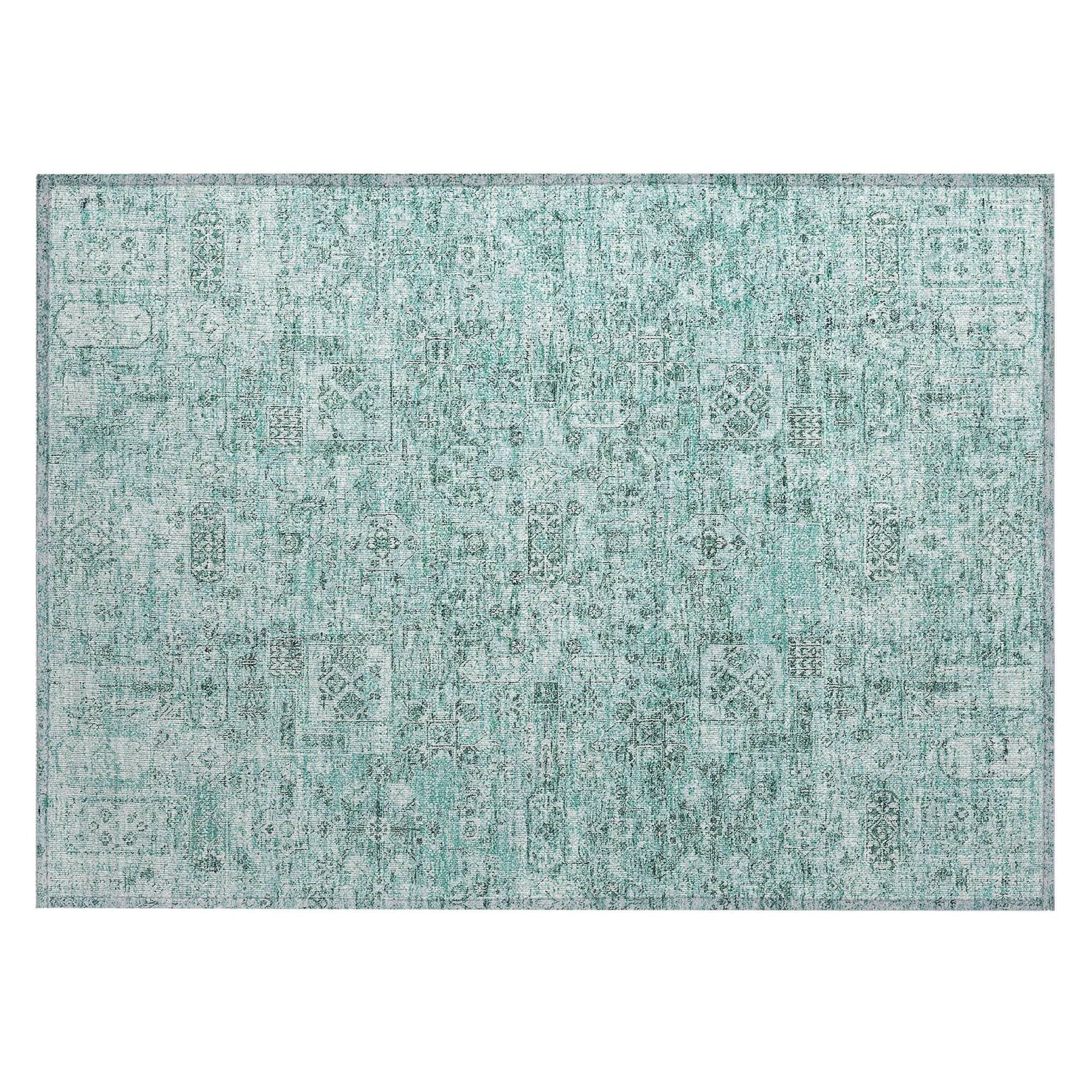 Machine Washable Teal Rug - Indoor / Outdoor - Kids / Pet Friendly Panel Print Rug