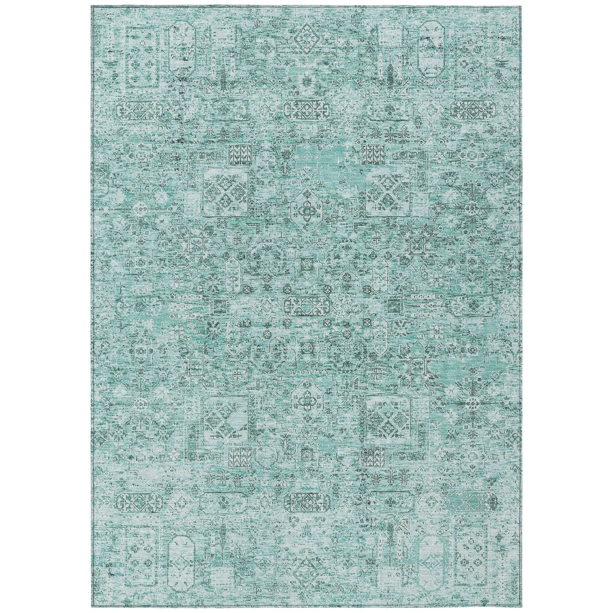 Machine Washable Teal Rug - Indoor / Outdoor - Kids / Pet Friendly Panel Print Rug