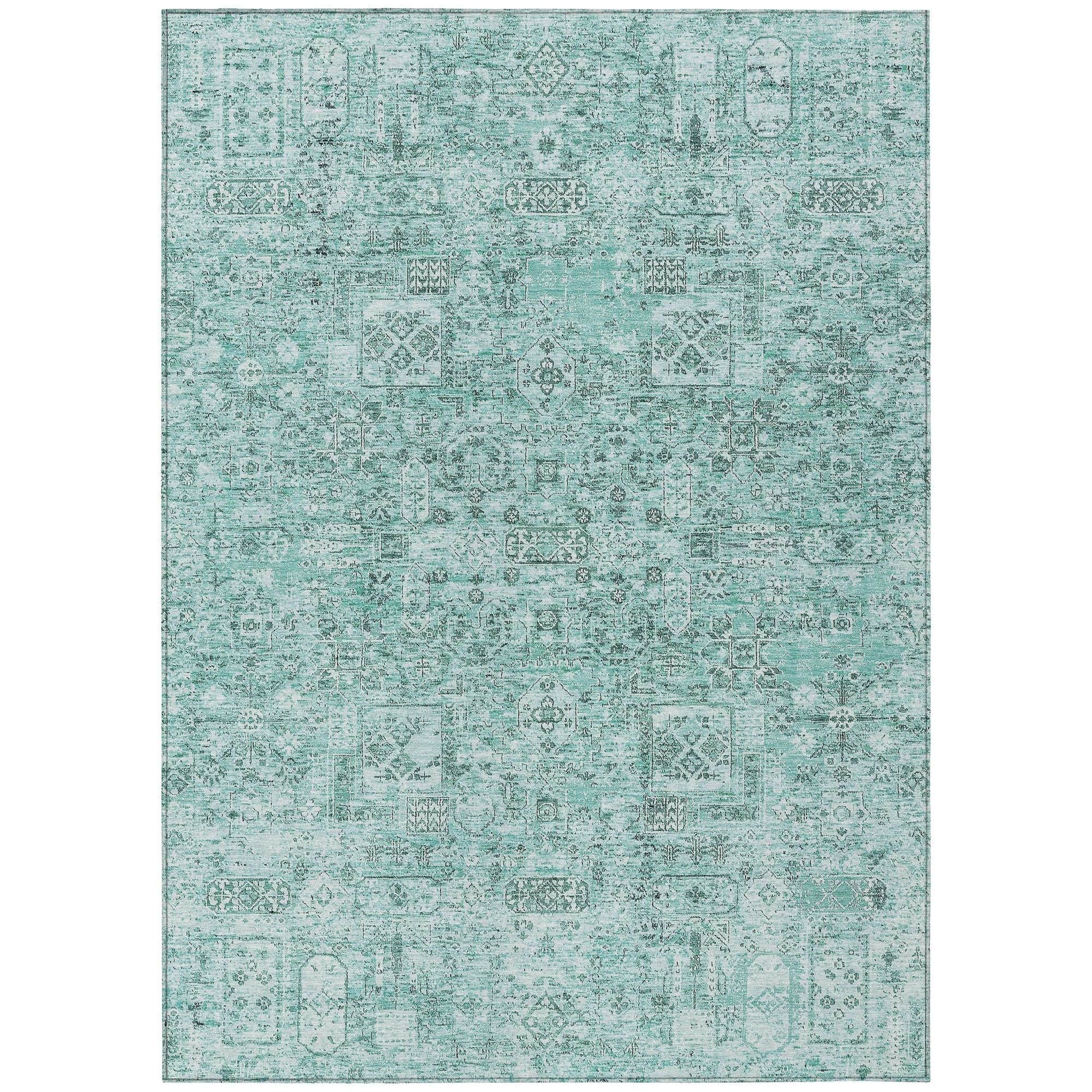 Machine Washable Teal Rug - Indoor / Outdoor - Kids / Pet Friendly Panel Print Rug