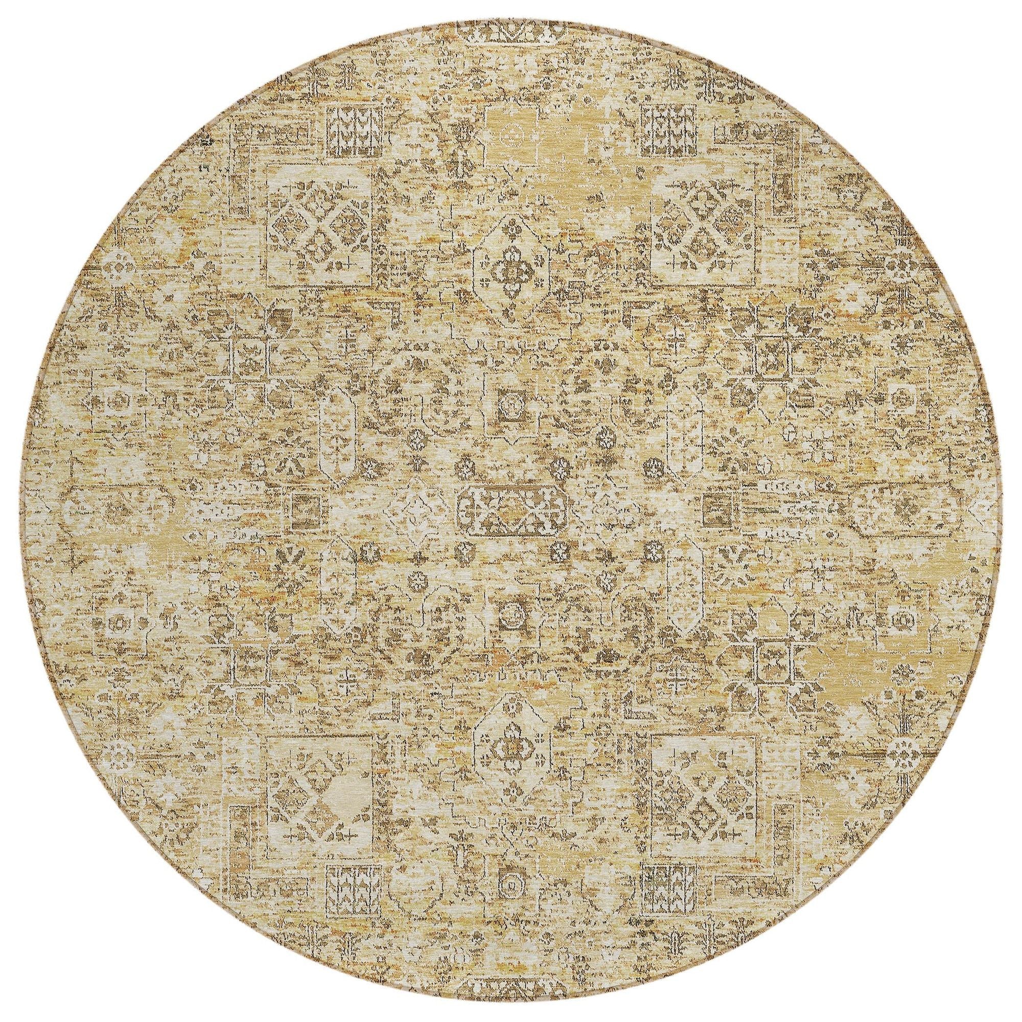 Machine Washable Wheat Gold Rug - Indoor / Outdoor - Kids / Pet Friendly Panel Print Rug