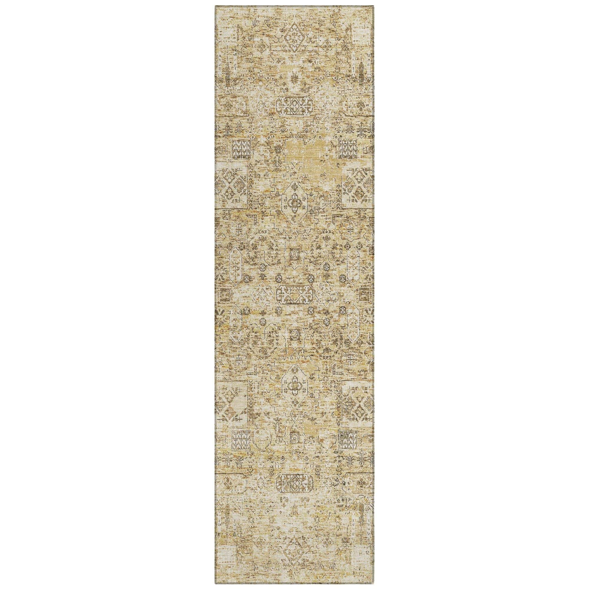 Machine Washable Wheat Gold Rug - Indoor / Outdoor - Kids / Pet Friendly Panel Print Rug
