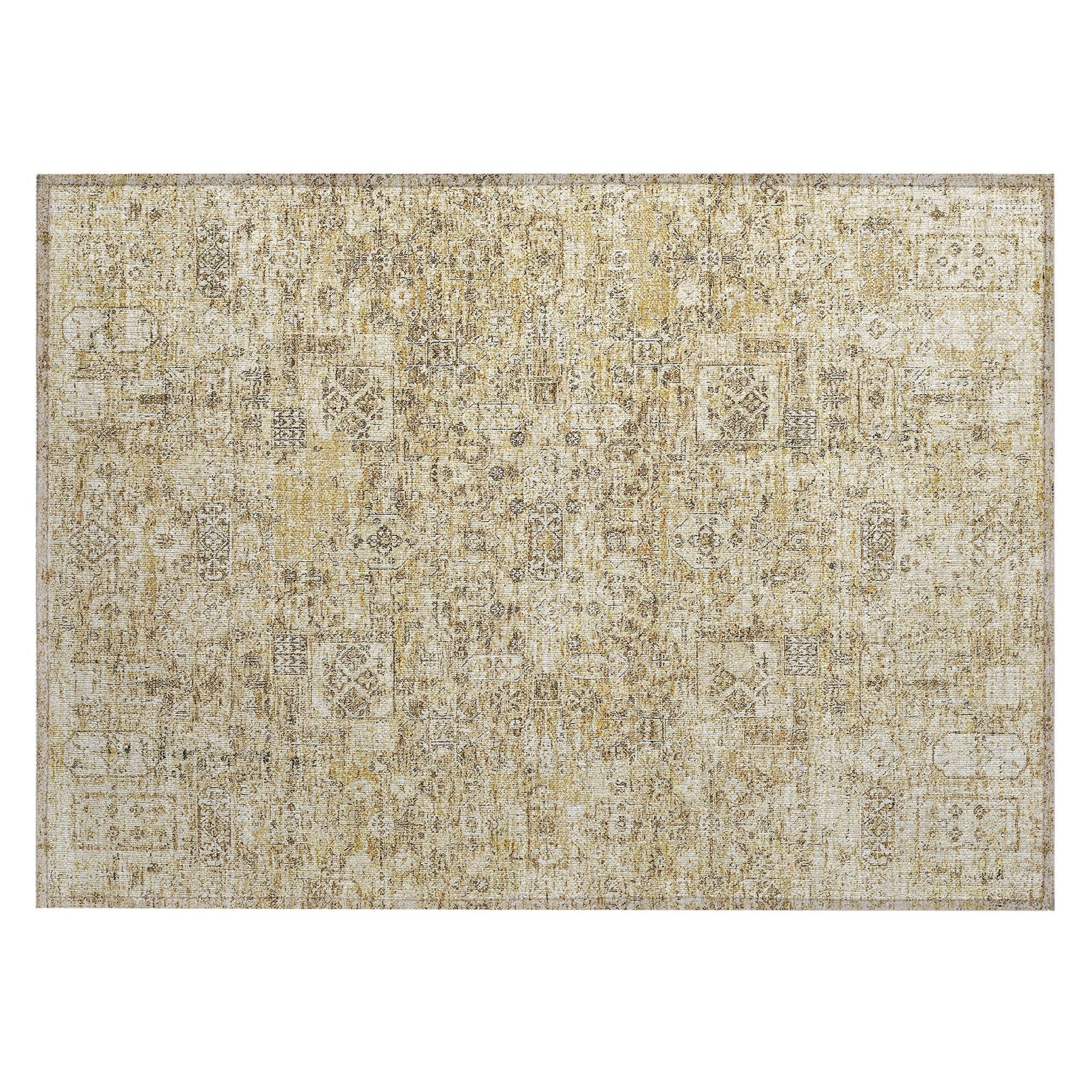Machine Washable Wheat Gold Rug - Indoor / Outdoor - Kids / Pet Friendly Panel Print Rug