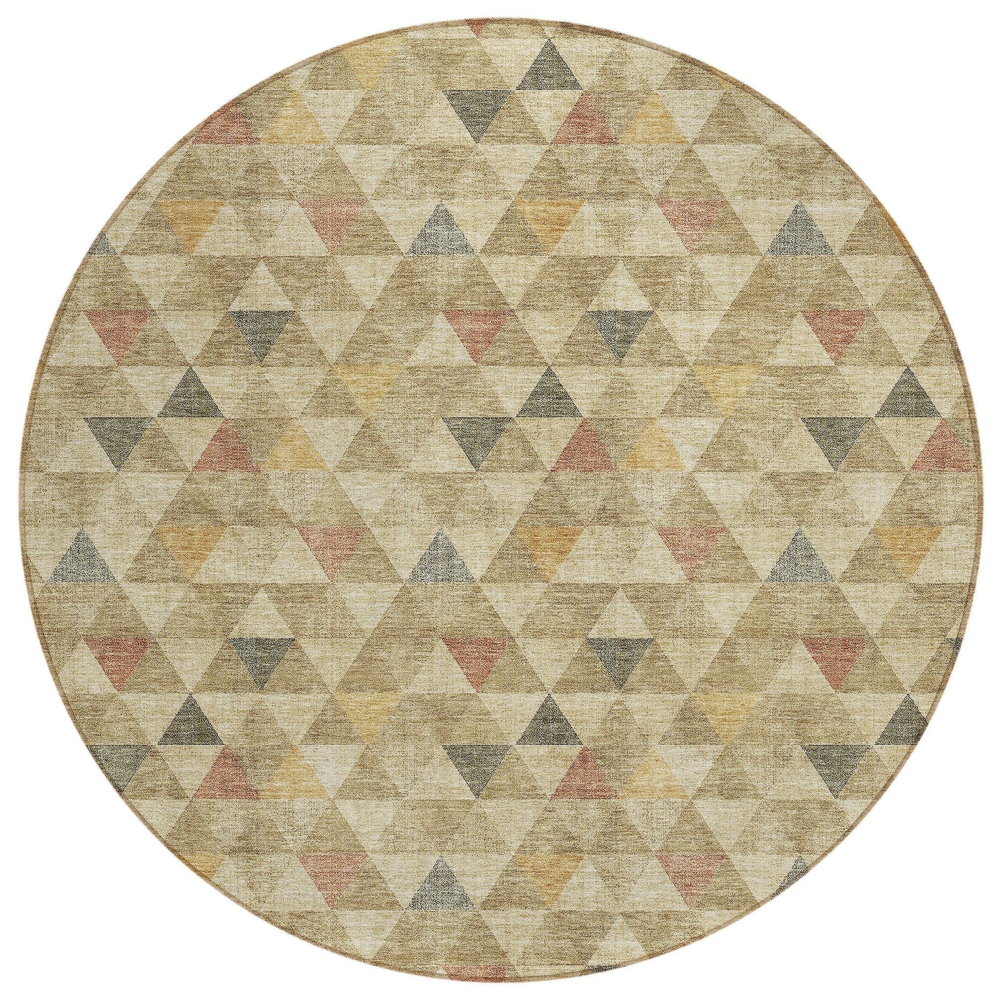 Machine Washable Beige Brown Rug - Indoor / Outdoor - Kids / Pet Friendly Geometric Print Rug