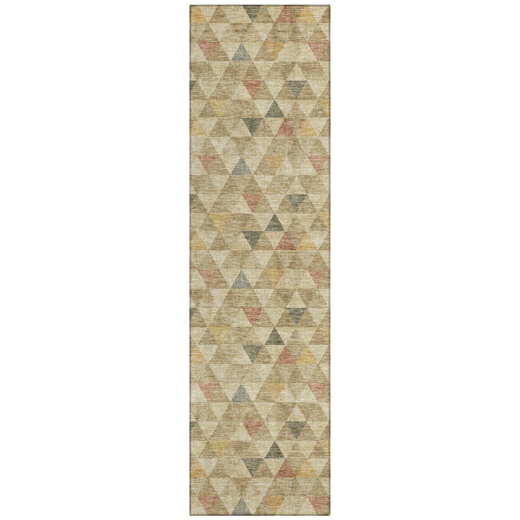 Machine Washable Beige Brown Rug - Indoor / Outdoor - Kids / Pet Friendly Geometric Print Rug