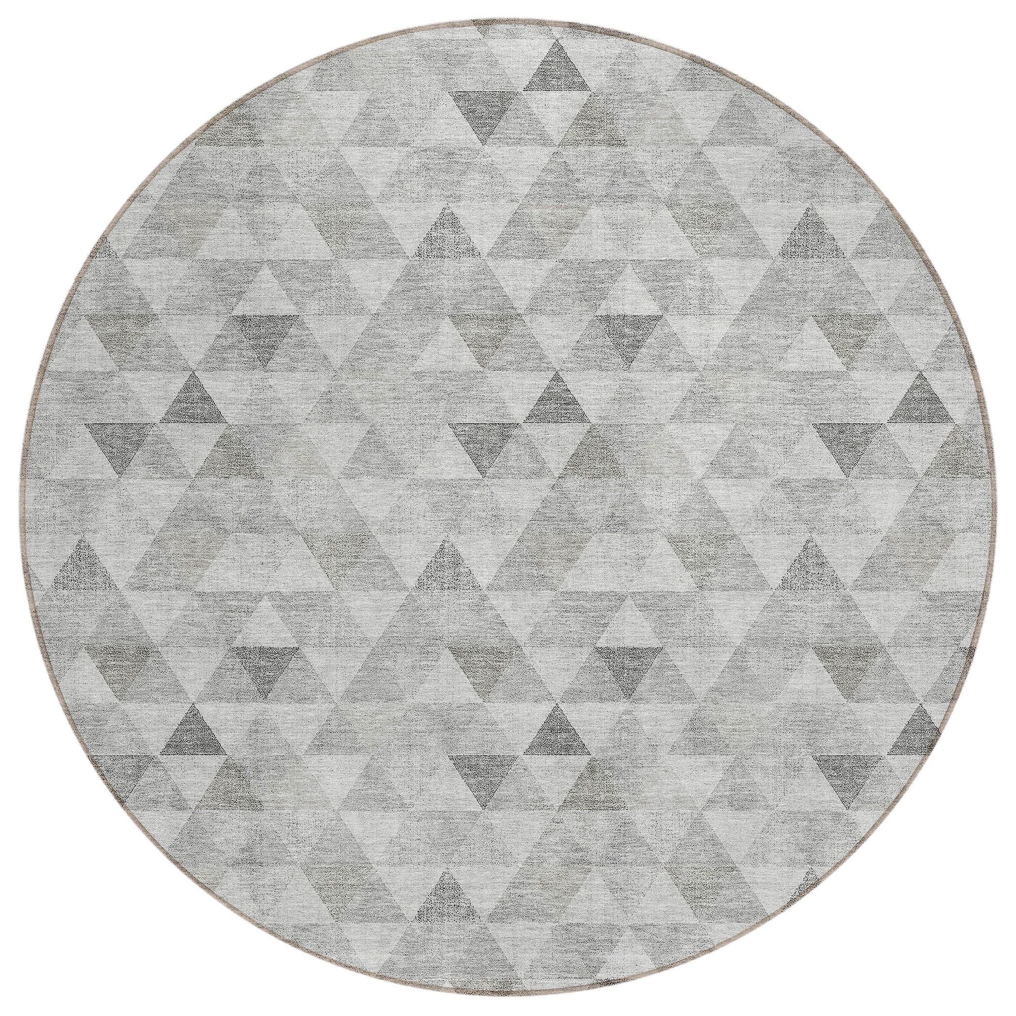 Machine Washable Silver Gray Rug - Indoor / Outdoor - Kids / Pet Friendly Geometric Print Rug