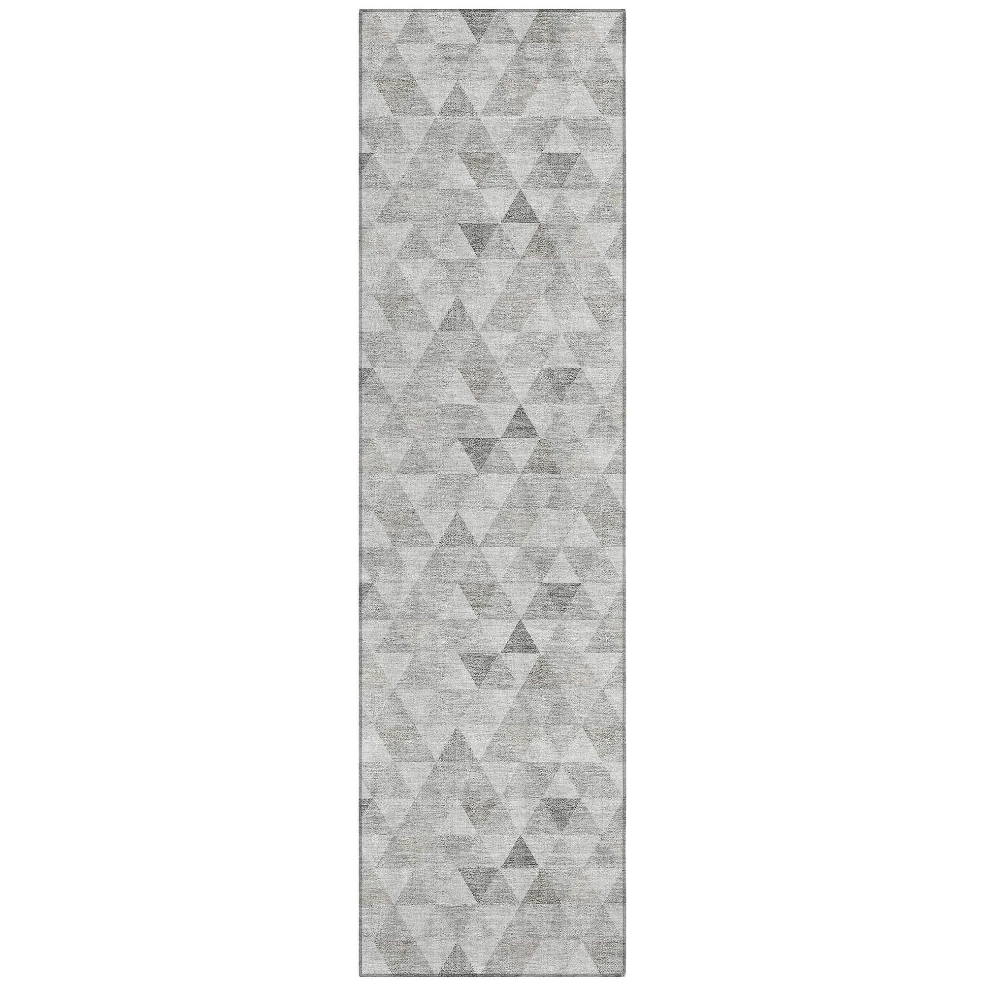 Machine Washable Silver Gray Rug - Indoor / Outdoor - Kids / Pet Friendly Geometric Print Rug