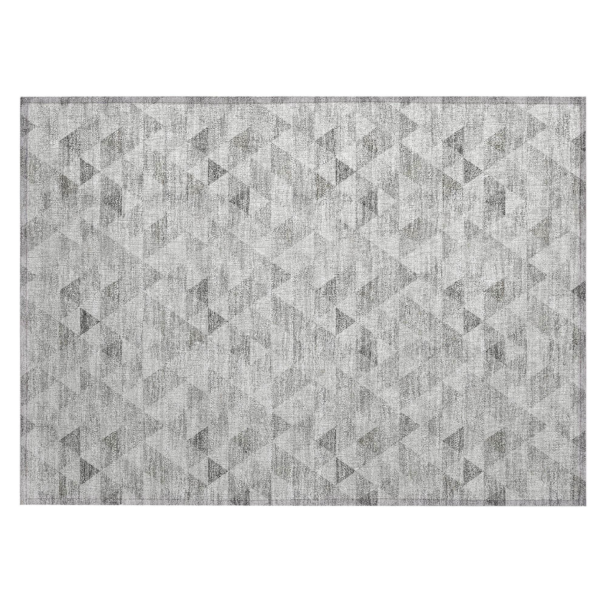 Machine Washable Silver Gray Rug - Indoor / Outdoor - Kids / Pet Friendly Geometric Print Rug