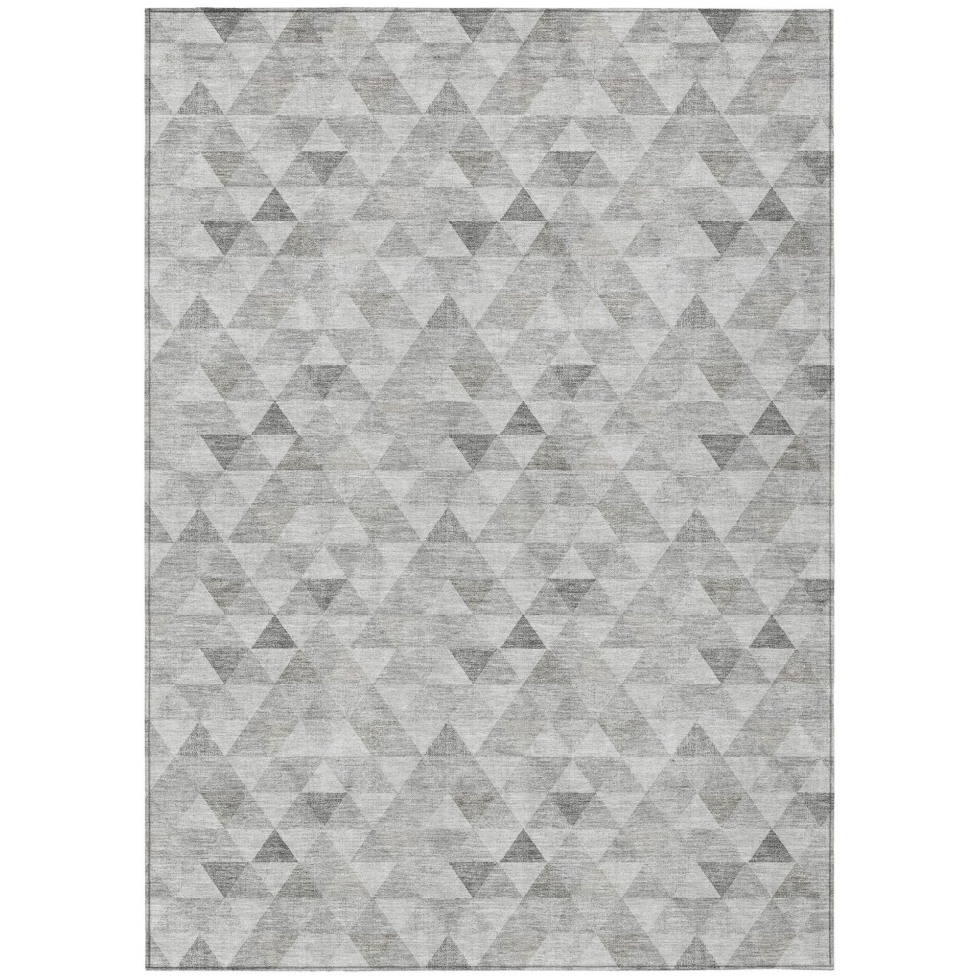 Machine Washable Silver Gray Rug - Indoor / Outdoor - Kids / Pet Friendly Geometric Print Rug
