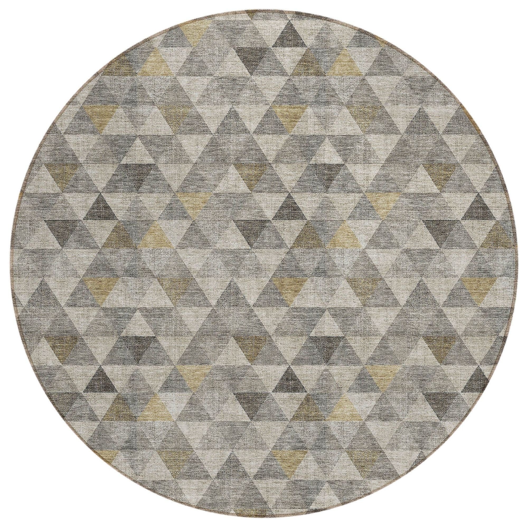 Machine Washable Taupe Brown Rug - Indoor / Outdoor - Kids / Pet Friendly Geometric Print Rug