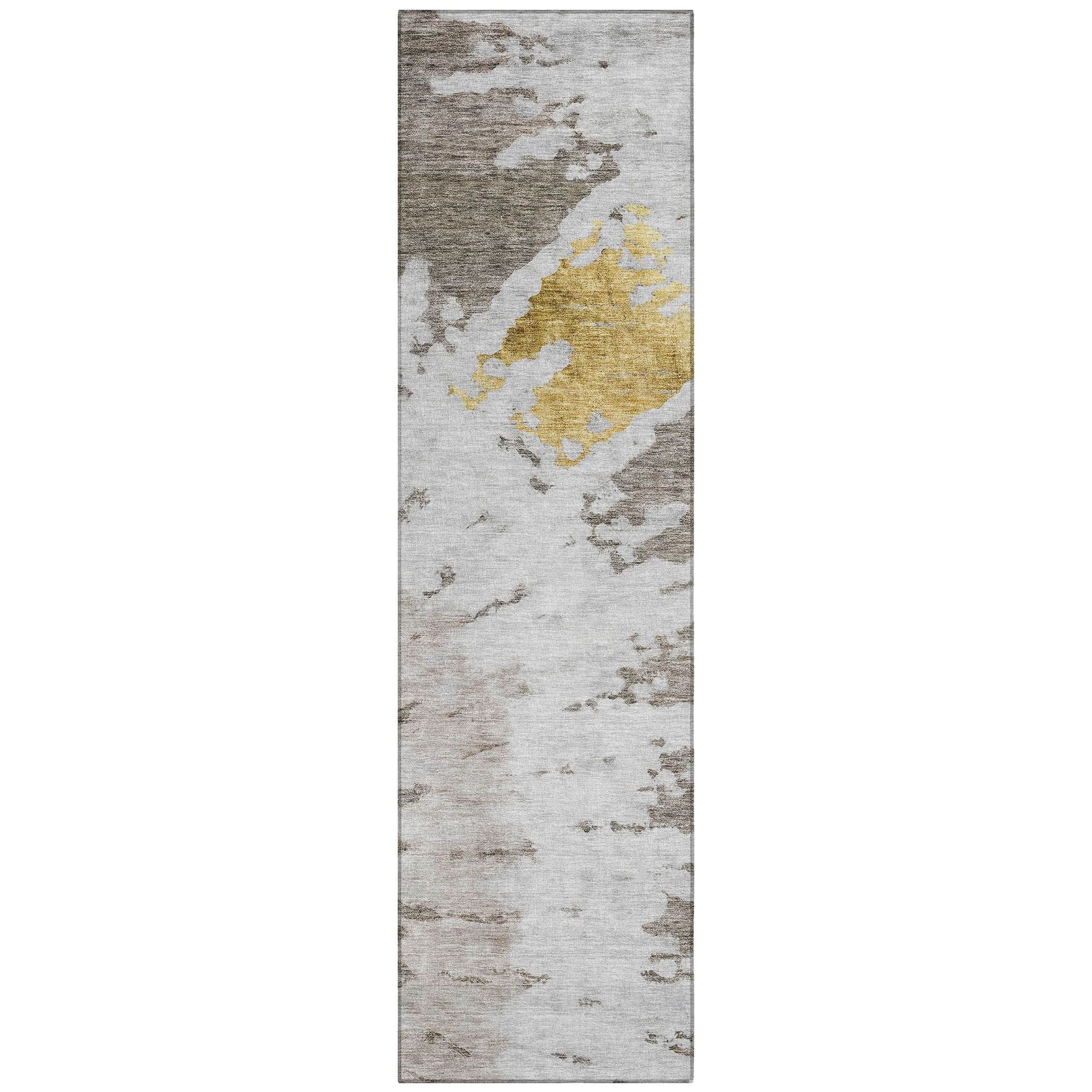 Machine Washable Taupe Brown Rug - Indoor / Outdoor - Kids / Pet Friendly Spiral Print Rug