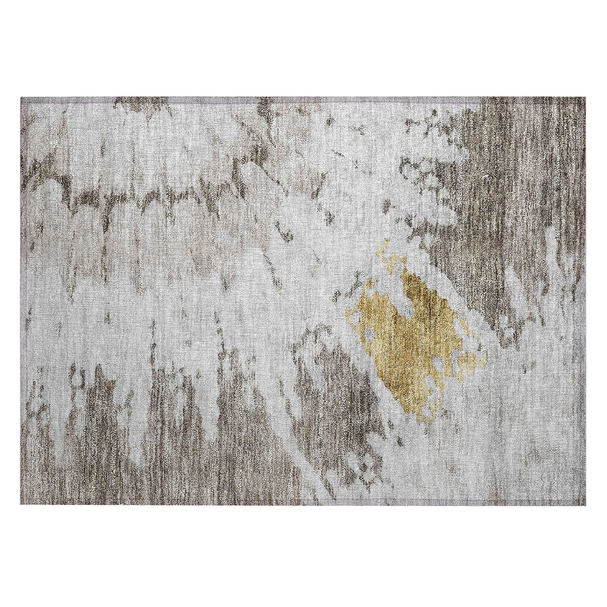 Machine Washable Taupe Brown Rug - Indoor / Outdoor - Kids / Pet Friendly Spiral Print Rug