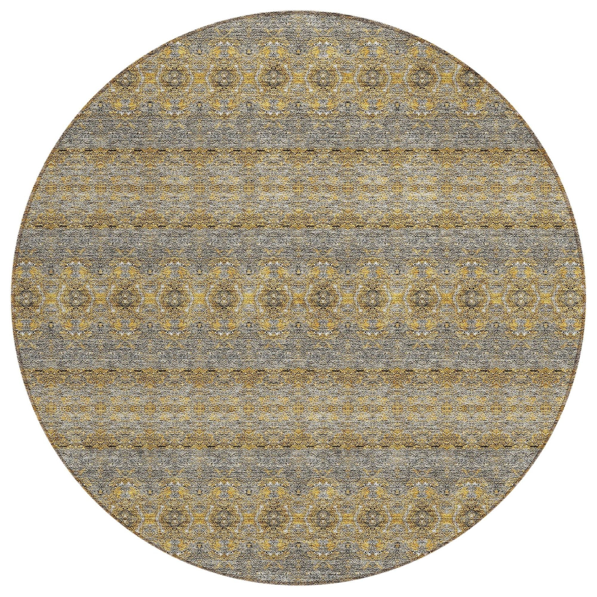 Machine Washable Gold Rug - Indoor / Outdoor - Kids / Pet Friendly Bohemian Print Rug