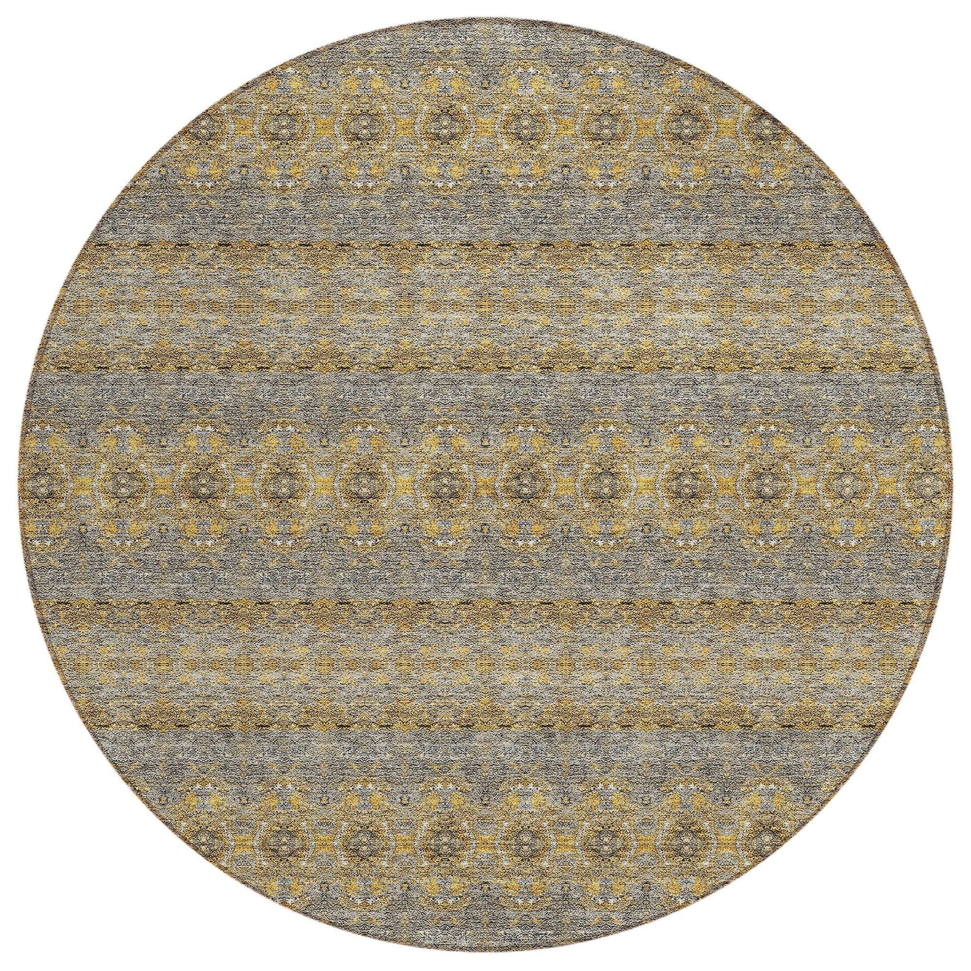 Machine Washable Gold Rug - Indoor / Outdoor - Kids / Pet Friendly Bohemian Print Rug