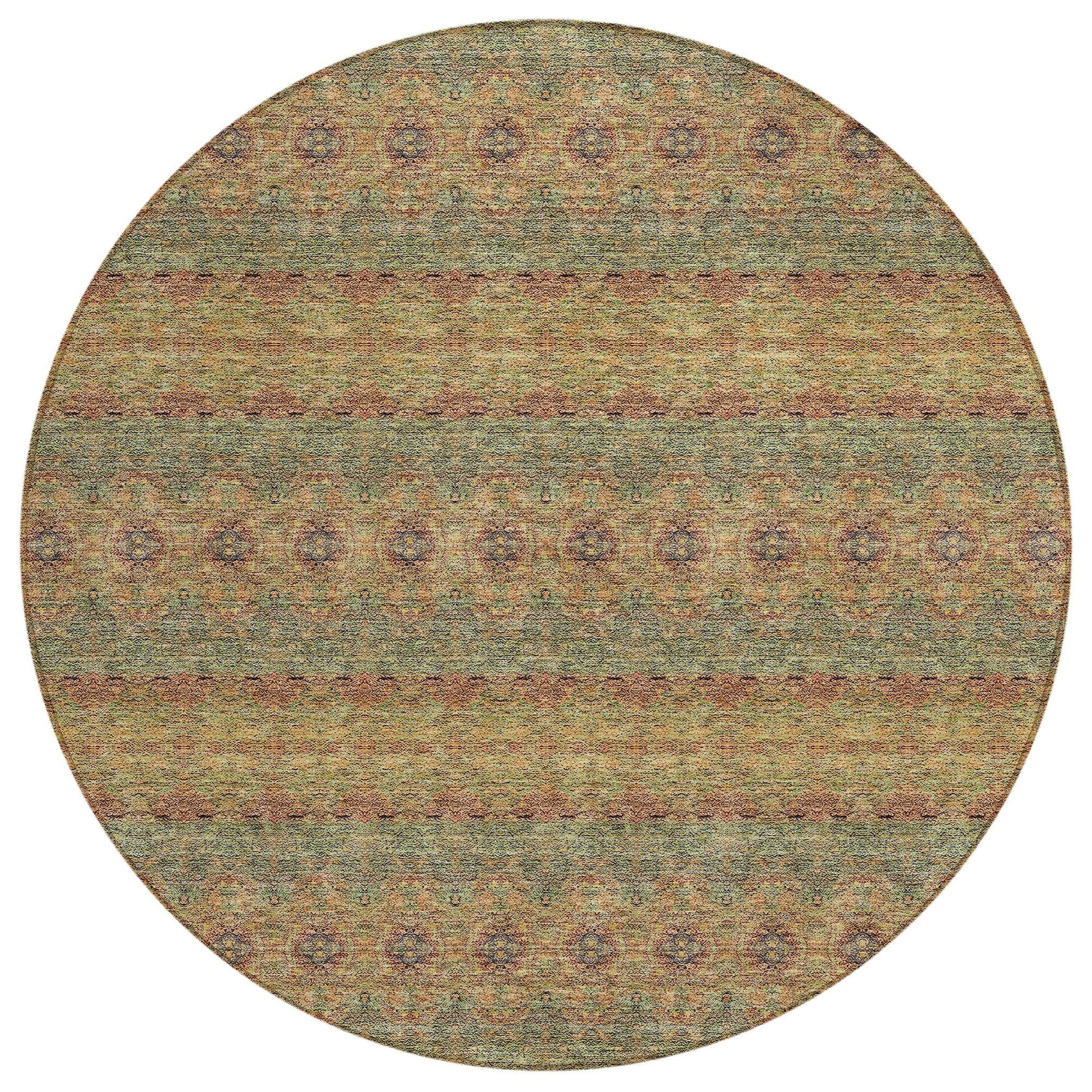 Machine Washable Green Rug - Indoor / Outdoor - Kids / Pet Friendly Bohemian Print Rug