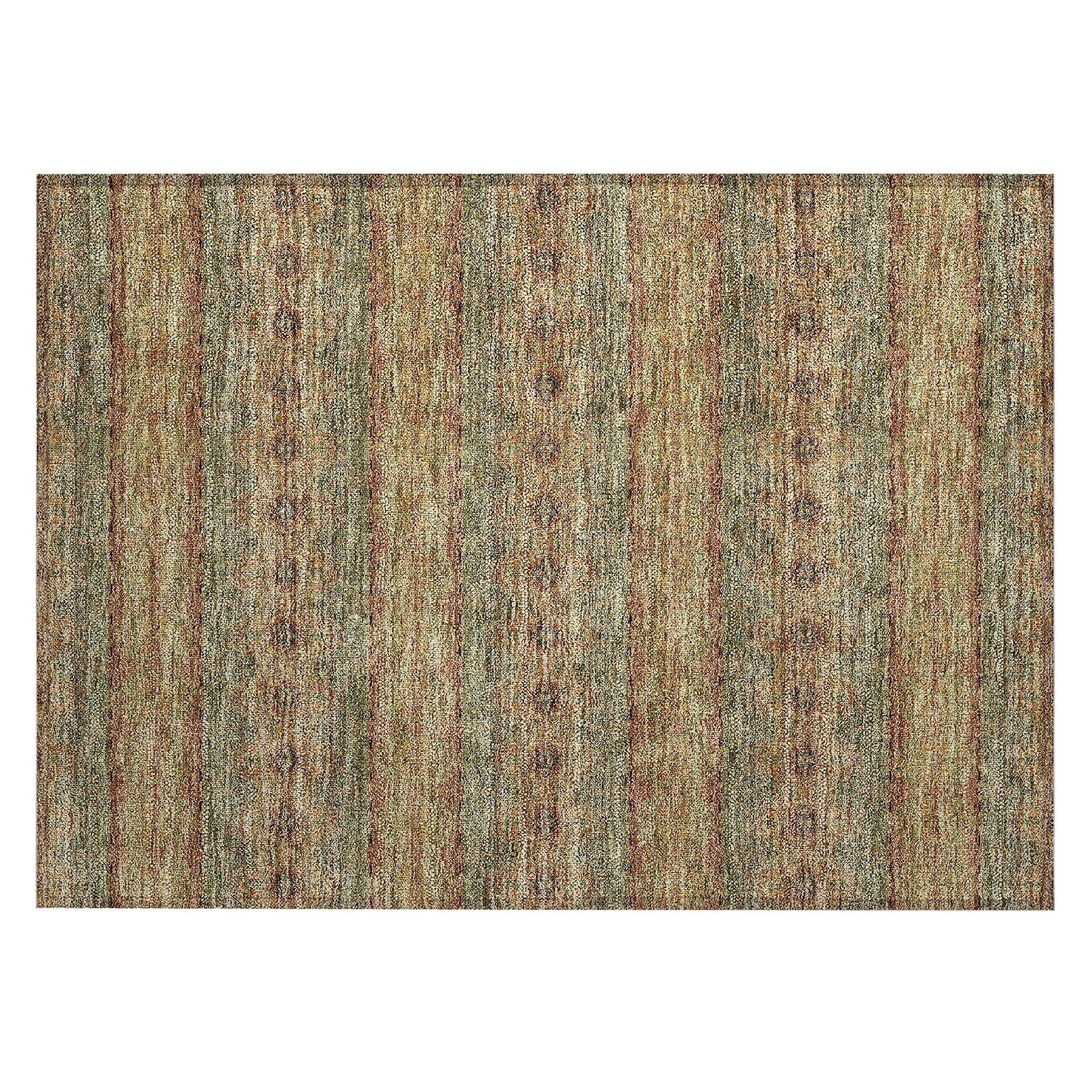 Machine Washable Green Rug - Indoor / Outdoor - Kids / Pet Friendly Bohemian Print Rug