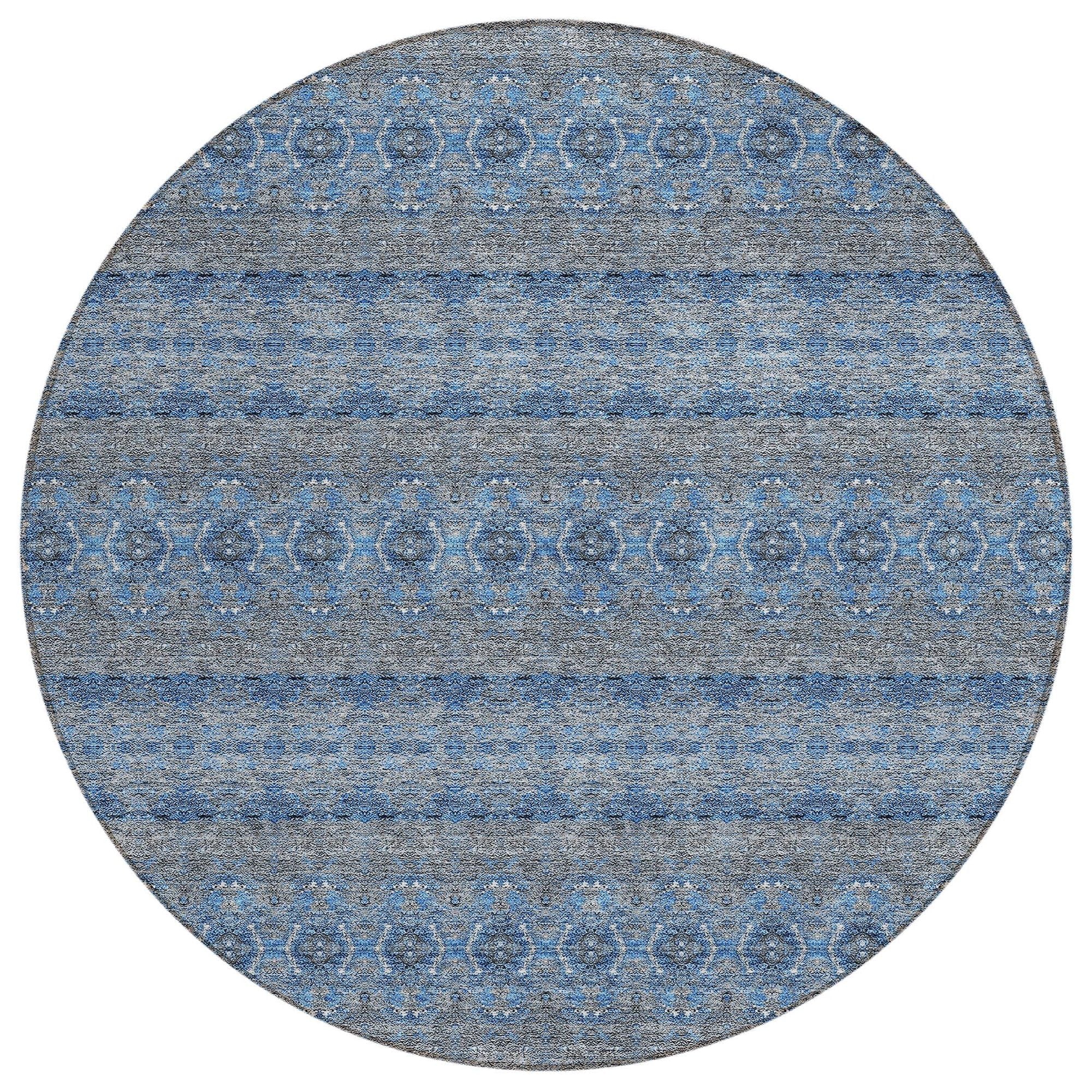 Machine Washable Navy Blue Rug - Indoor / Outdoor - Kids / Pet Friendly Bohemian Print Rug