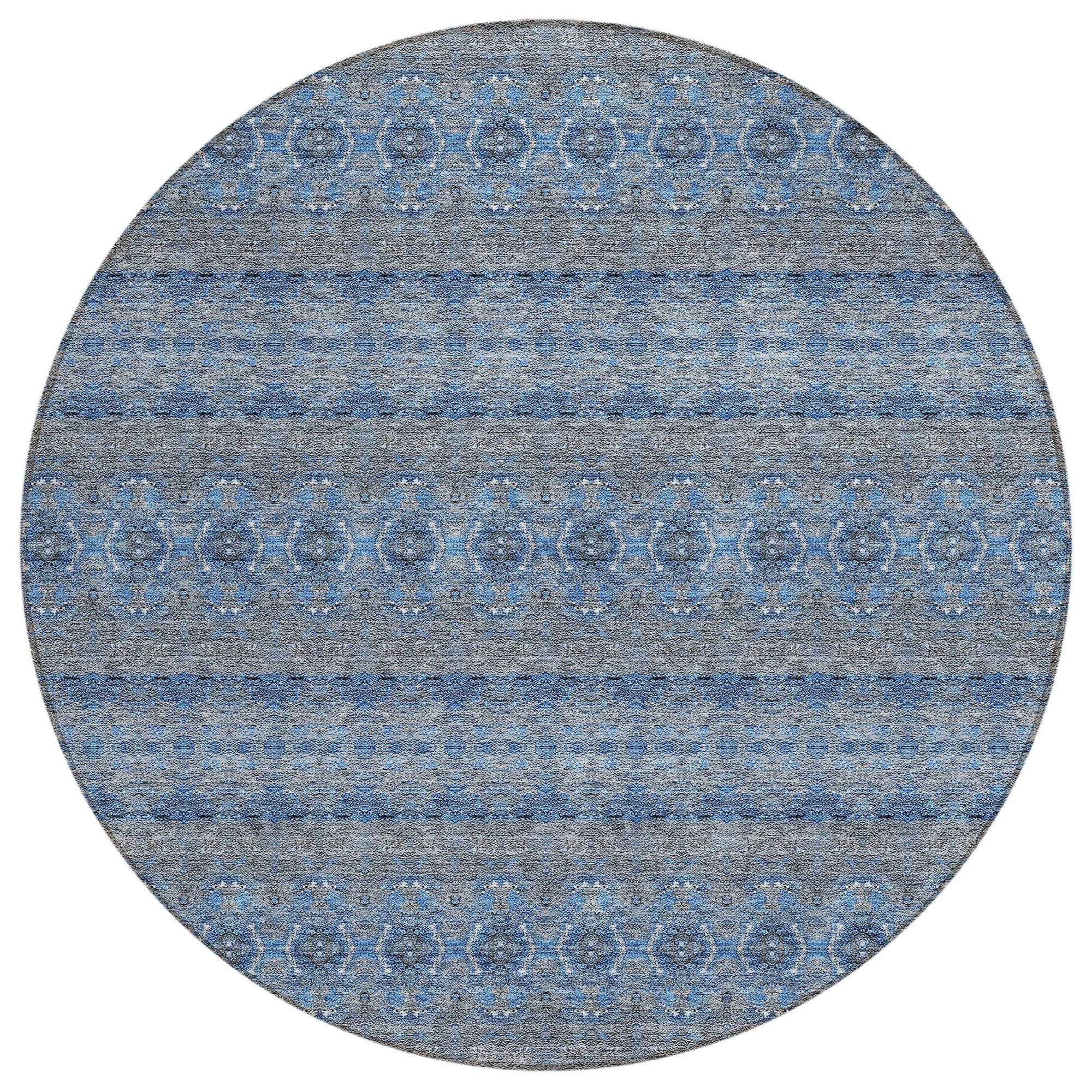 Machine Washable Navy Blue Rug - Indoor / Outdoor - Kids / Pet Friendly Bohemian Print Rug