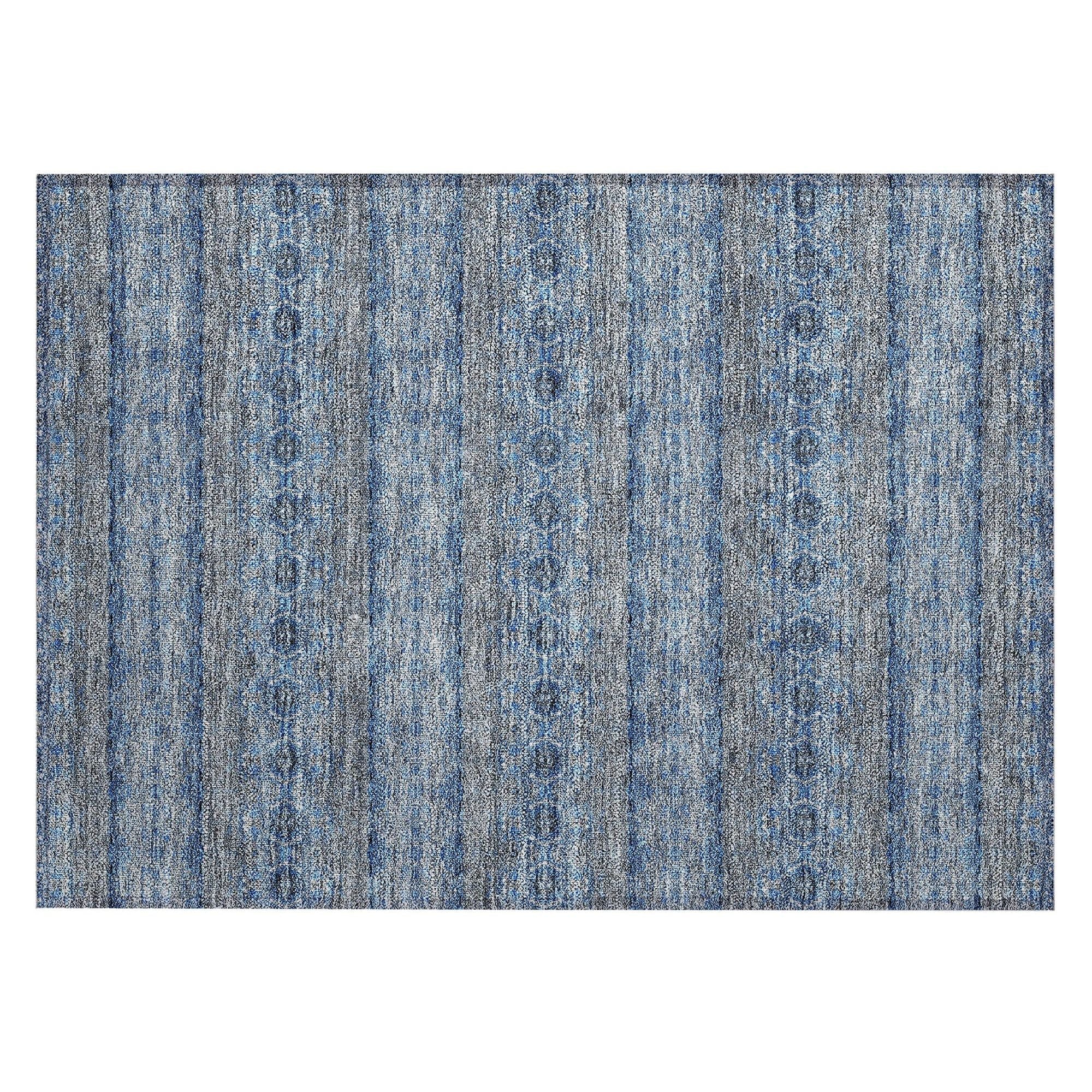 Machine Washable Navy Blue Rug - Indoor / Outdoor - Kids / Pet Friendly Bohemian Print Rug