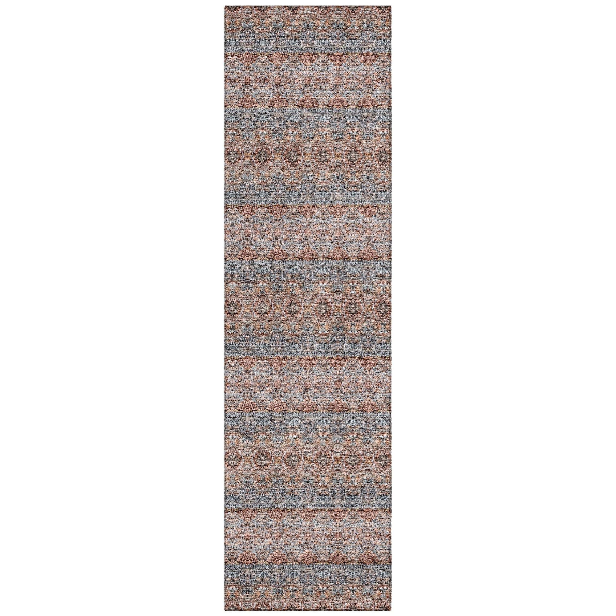 Machine Washable Paprika Orange Rug - Indoor / Outdoor - Kids / Pet Friendly Bohemian Print Rug