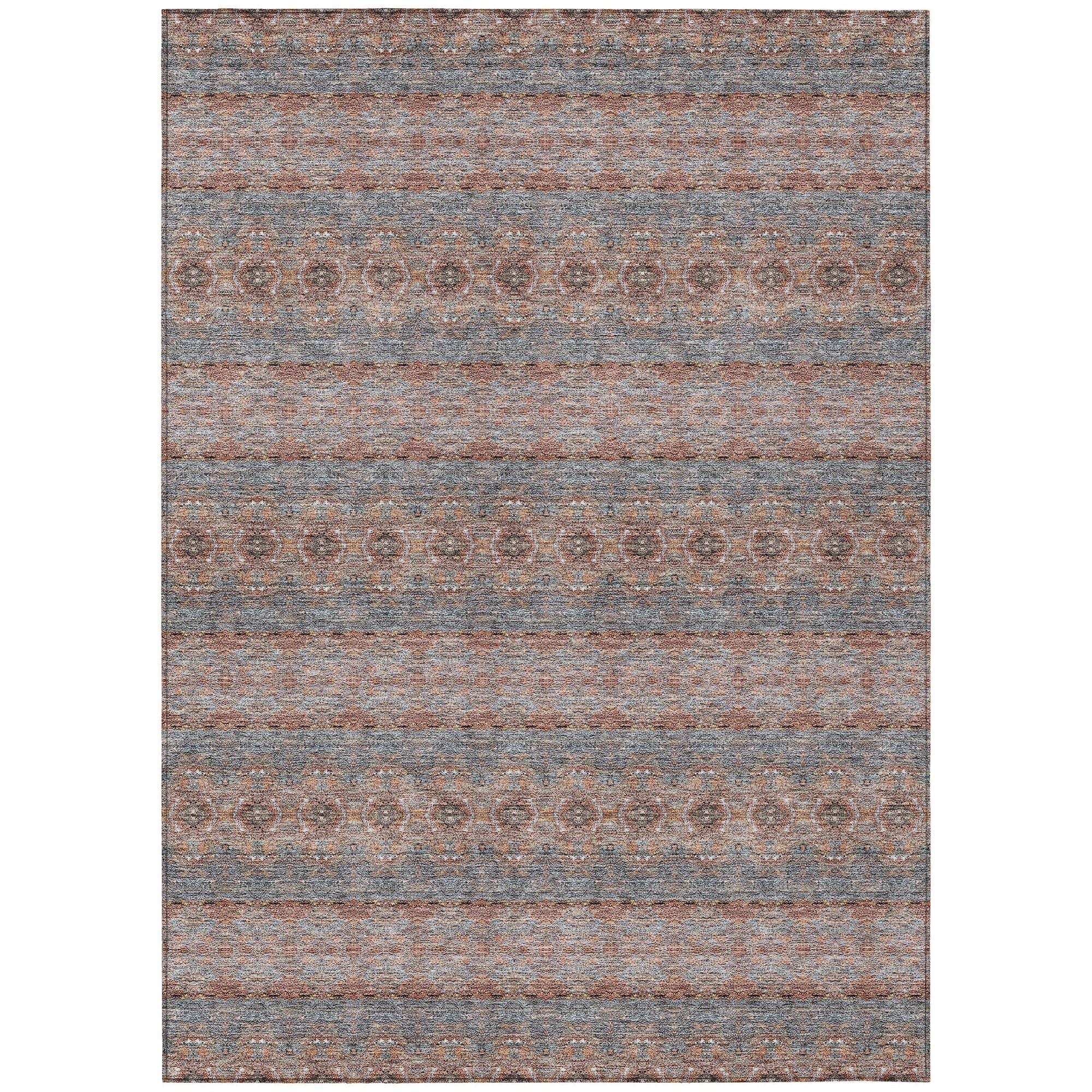 Machine Washable Paprika Orange Rug - Indoor / Outdoor - Kids / Pet Friendly Bohemian Print Rug