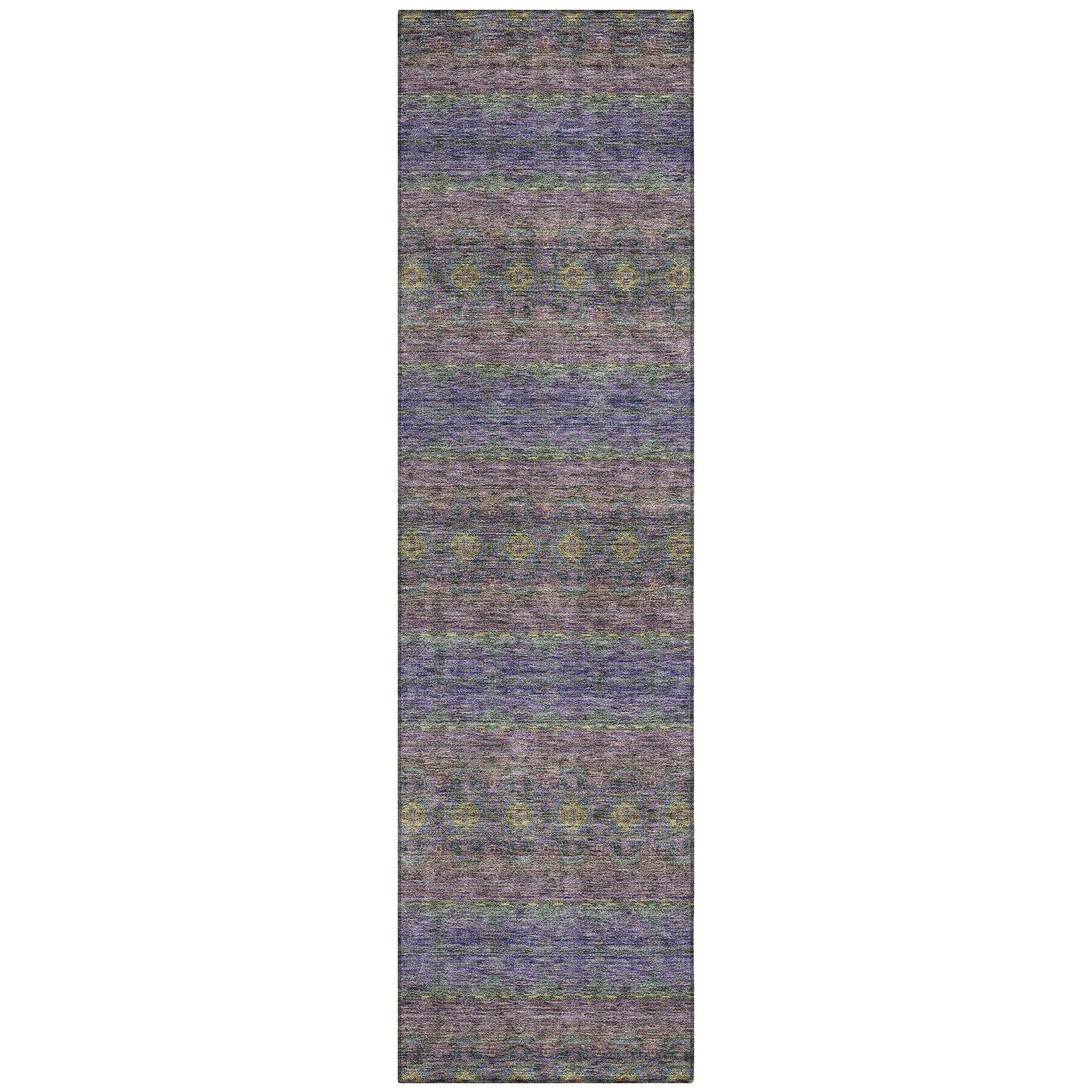 Machine Washable Purple Rug - Indoor / Outdoor - Kids / Pet Friendly Bohemian Print Rug