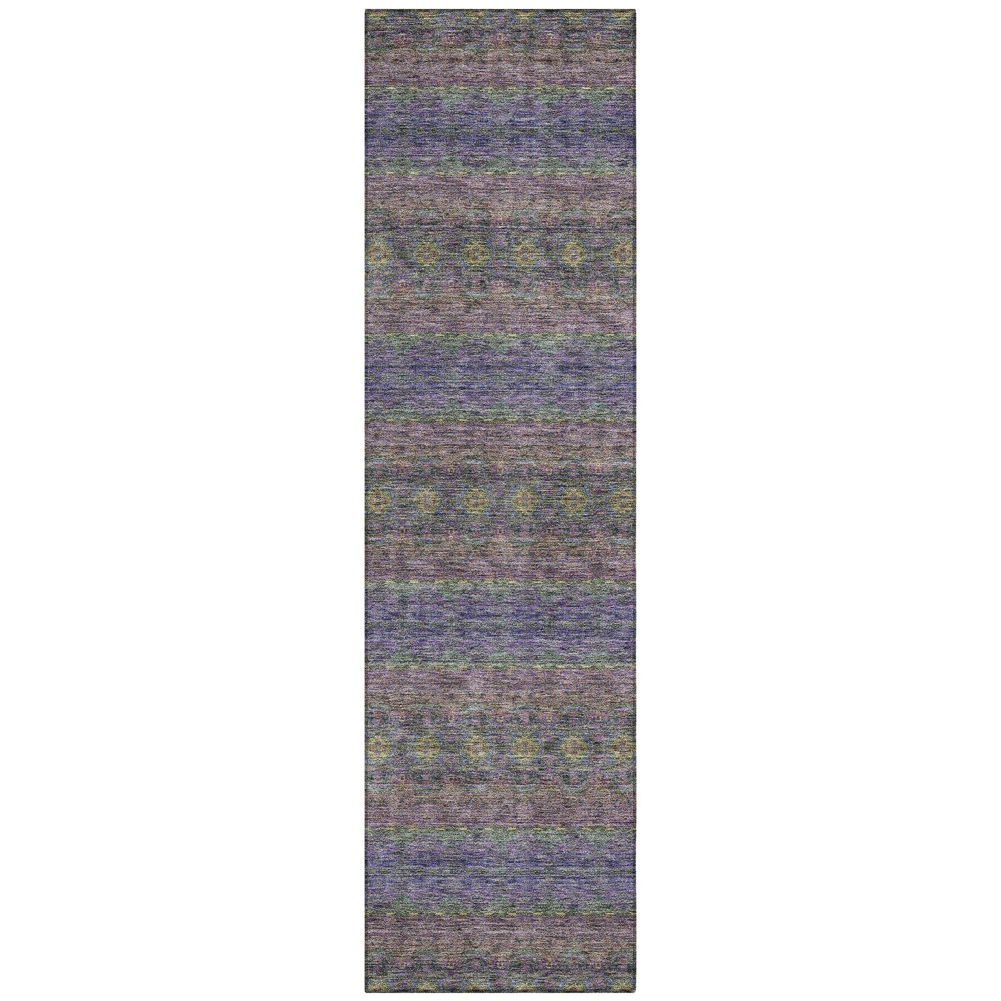 Machine Washable Purple Rug - Indoor / Outdoor - Kids / Pet Friendly Bohemian Print Rug
