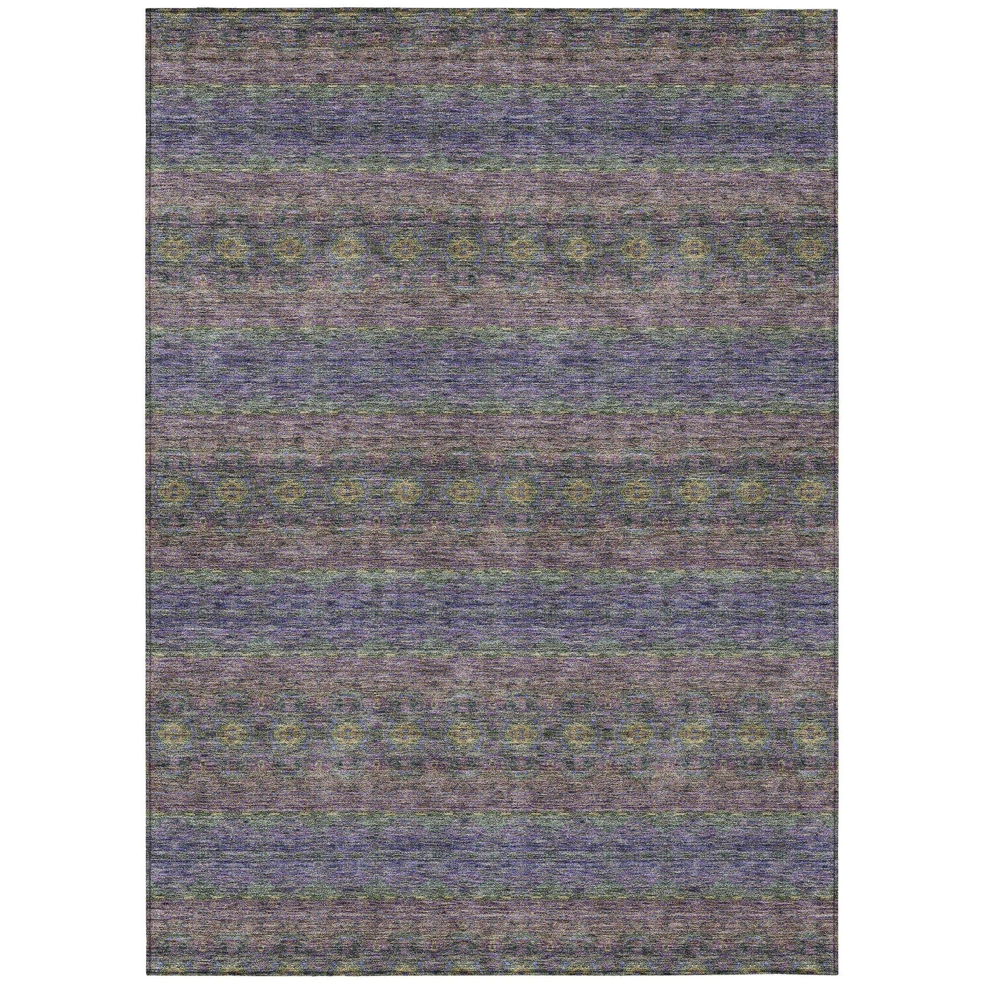 Machine Washable Purple Rug - Indoor / Outdoor - Kids / Pet Friendly Bohemian Print Rug