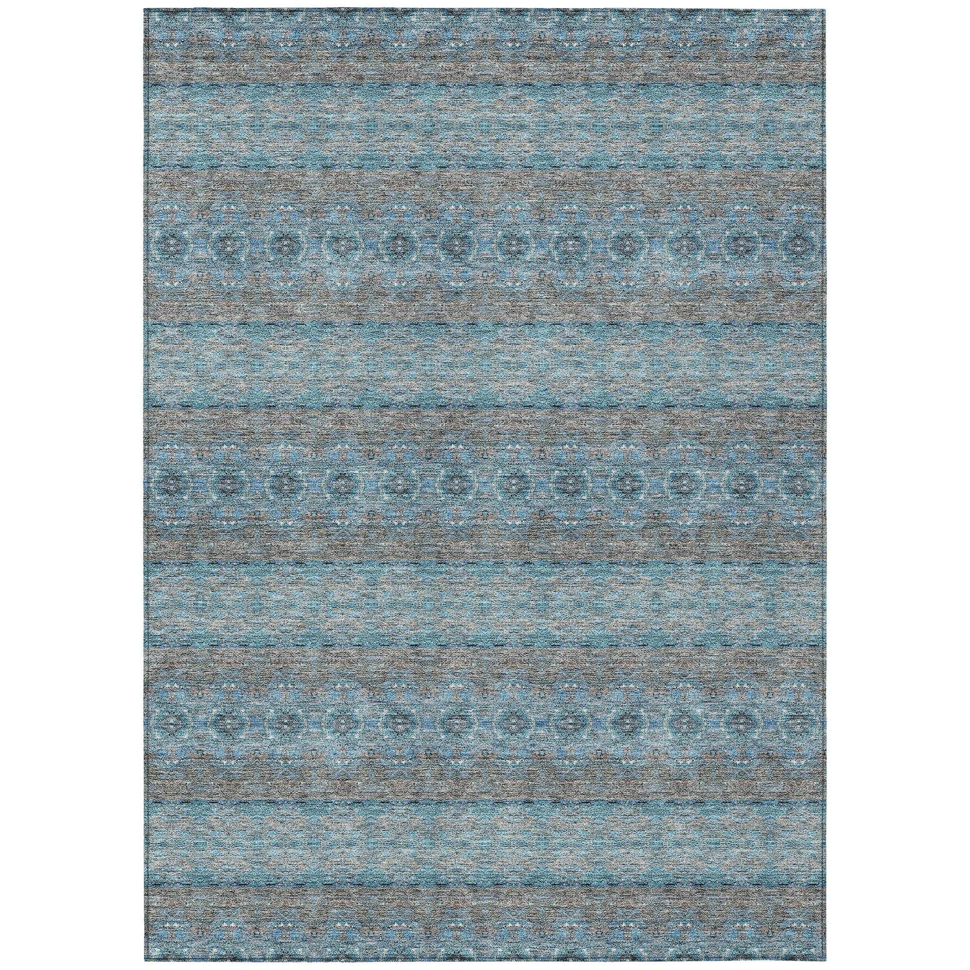 Machine Washable Teal Rug - Indoor / Outdoor - Kids / Pet Friendly Bohemian Print Rug
