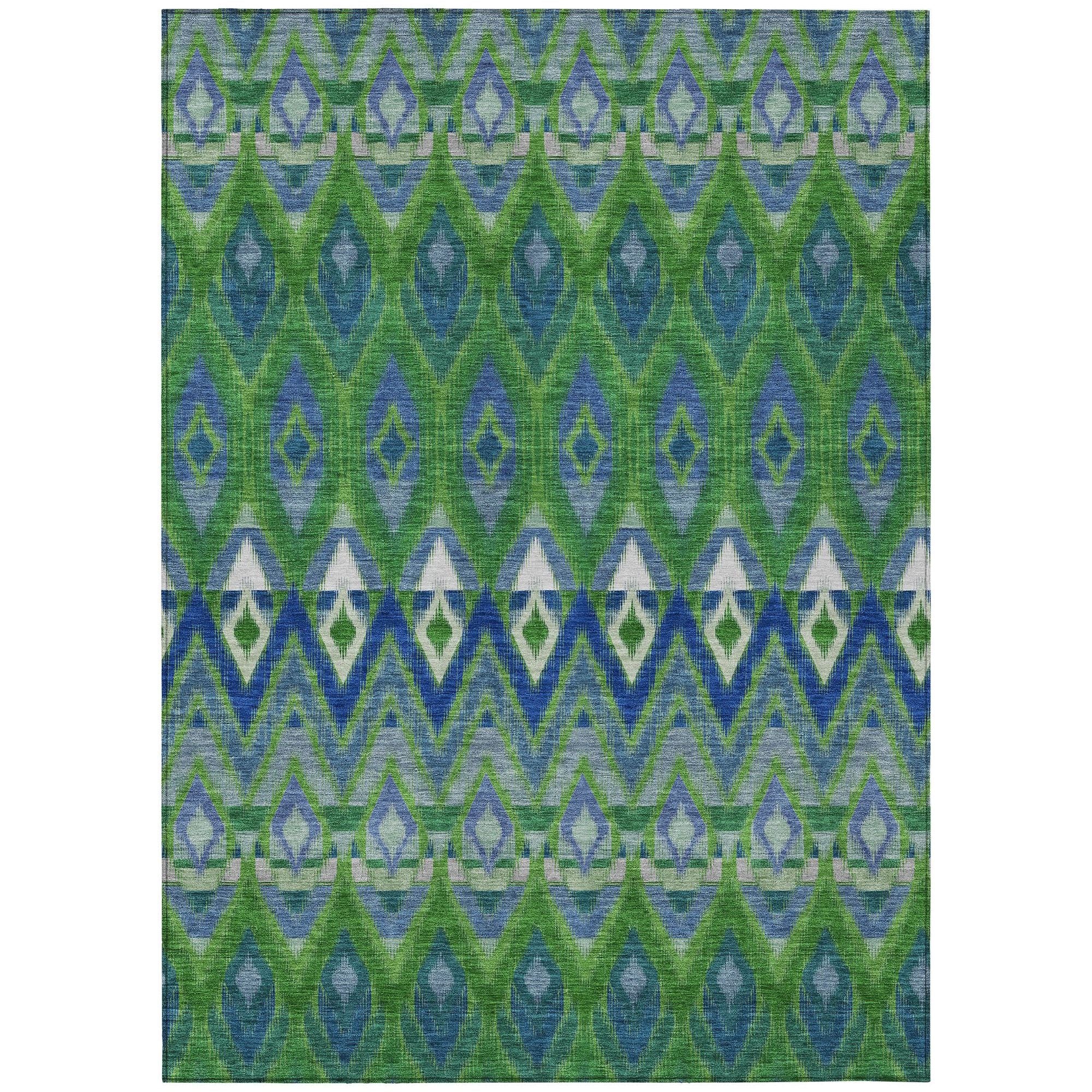 Machine Washable Green Rug - Indoor / Outdoor - Kids / Pet Friendly Southwest Print Rug
