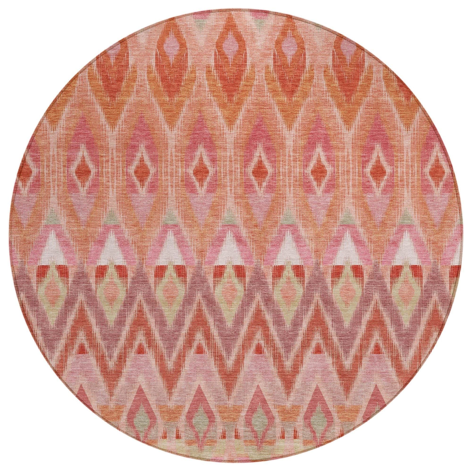 Machine Washable Pink Rug - Indoor / Outdoor - Kids / Pet Friendly Southwest Print Rug